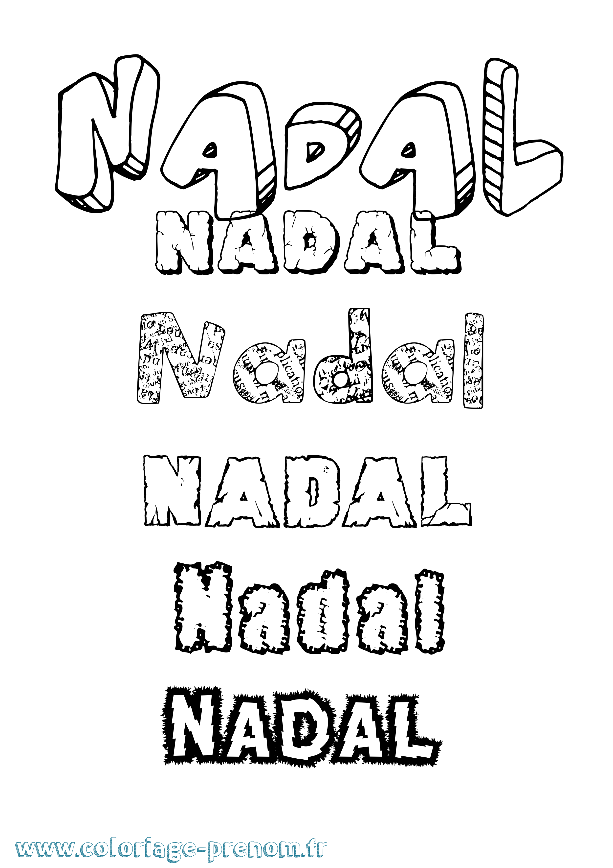 Coloriage Nadal Destructuré Coloriage prénom Nadal Destructuré