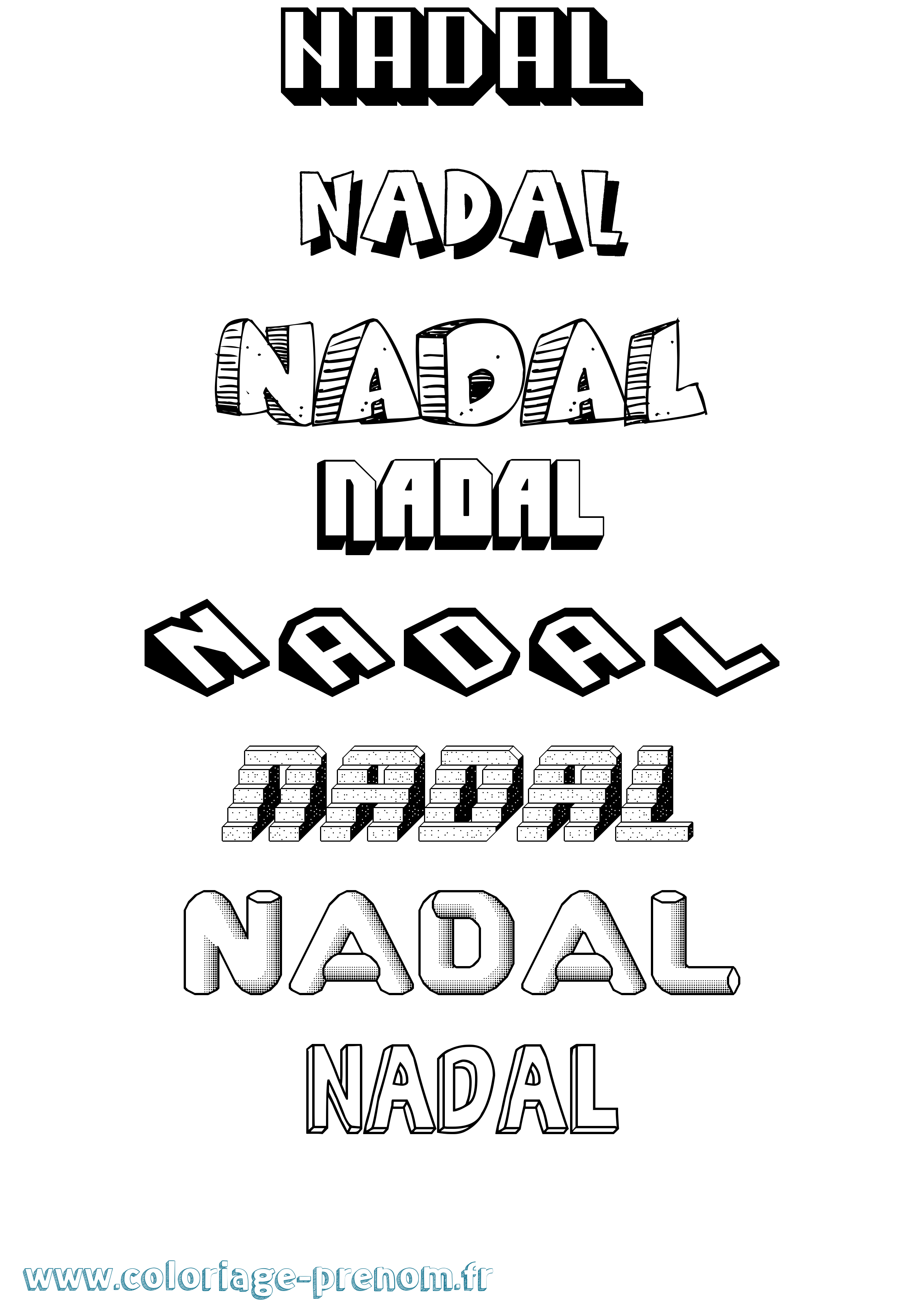 Coloriage Nadal Effet 3D Coloriage prénom Nadal Effet 3D