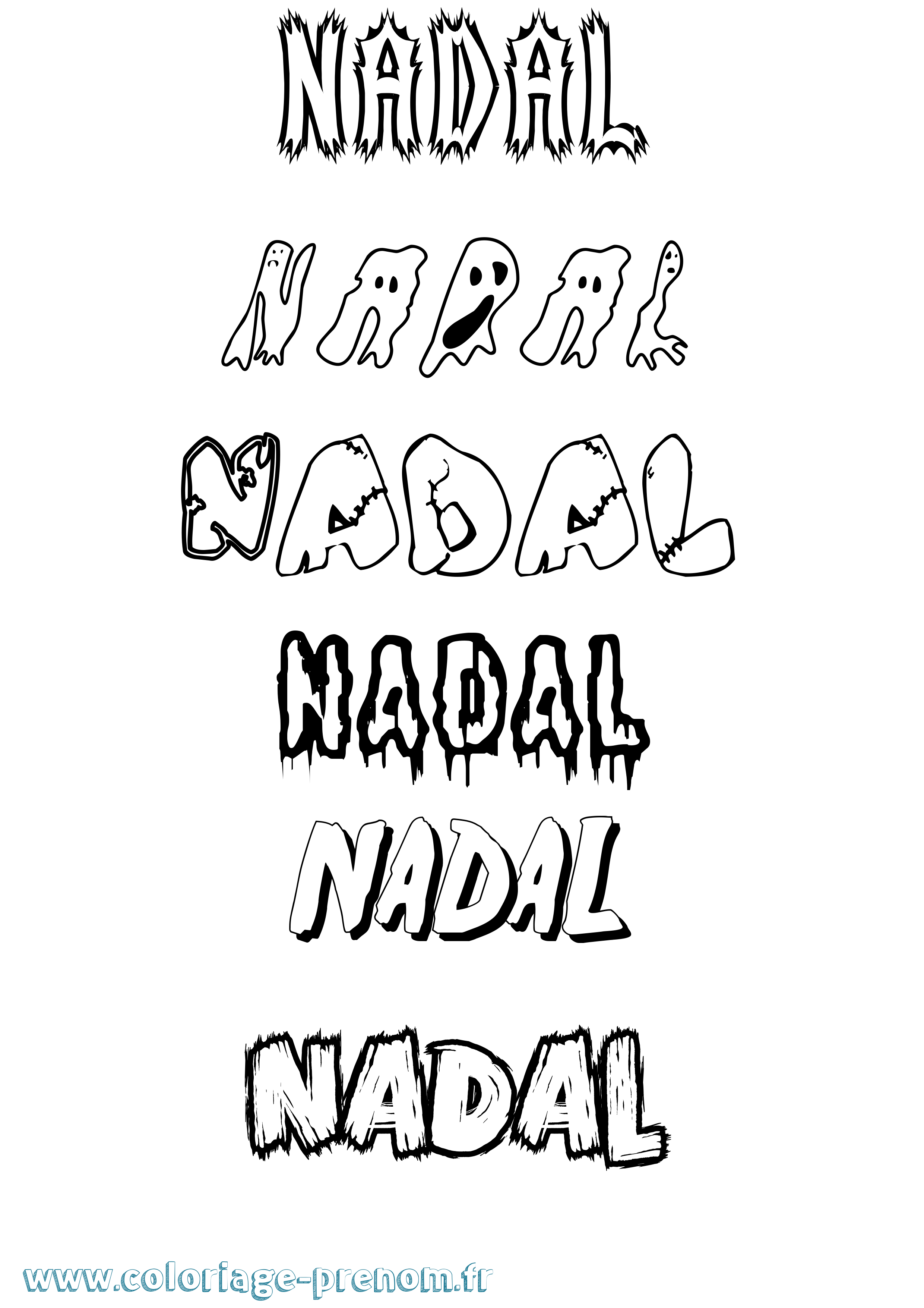 Coloriage Nadal Frisson Coloriage prénom Nadal Frisson