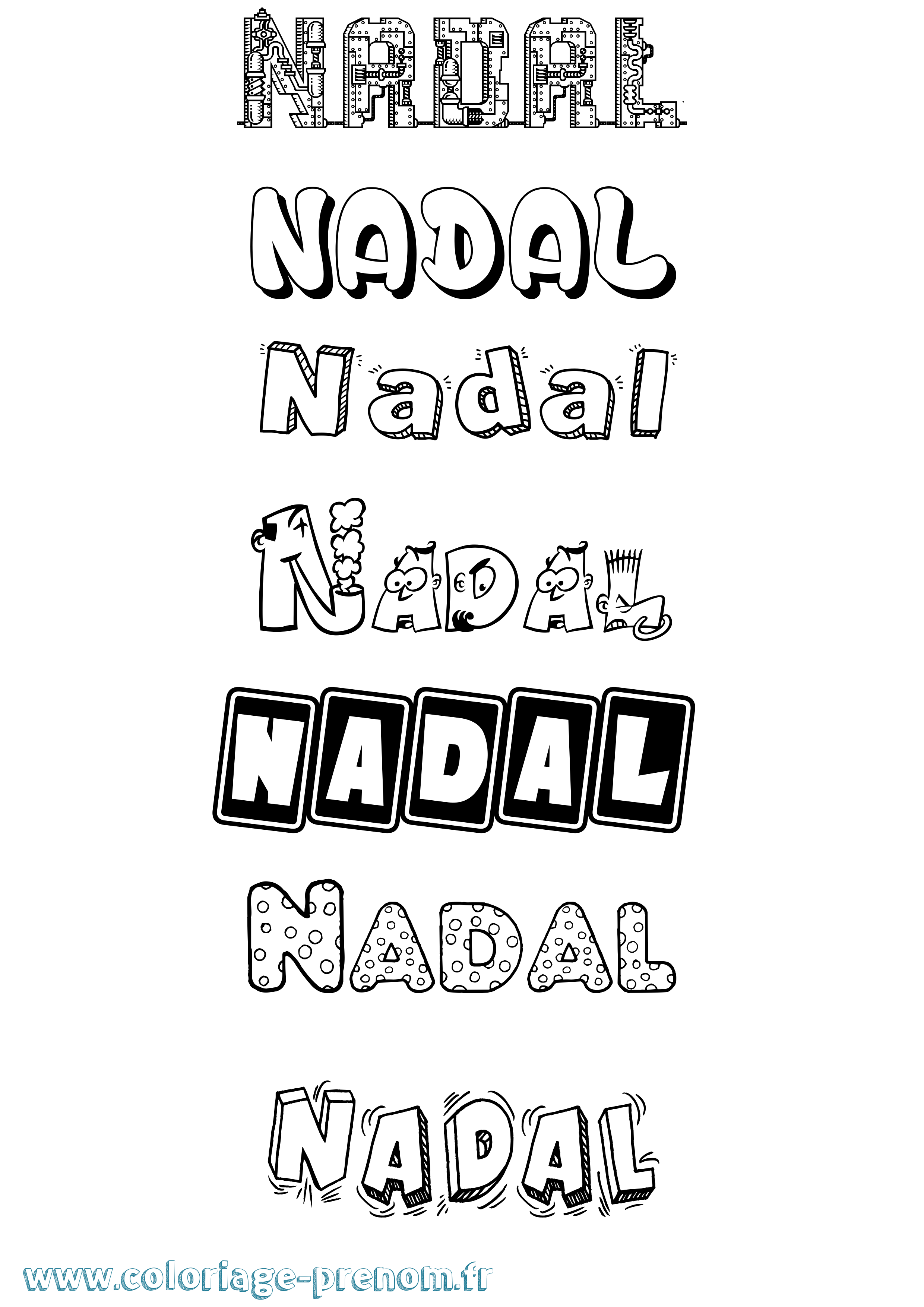Coloriage Nadal Fun Coloriage prénom Nadal Fun