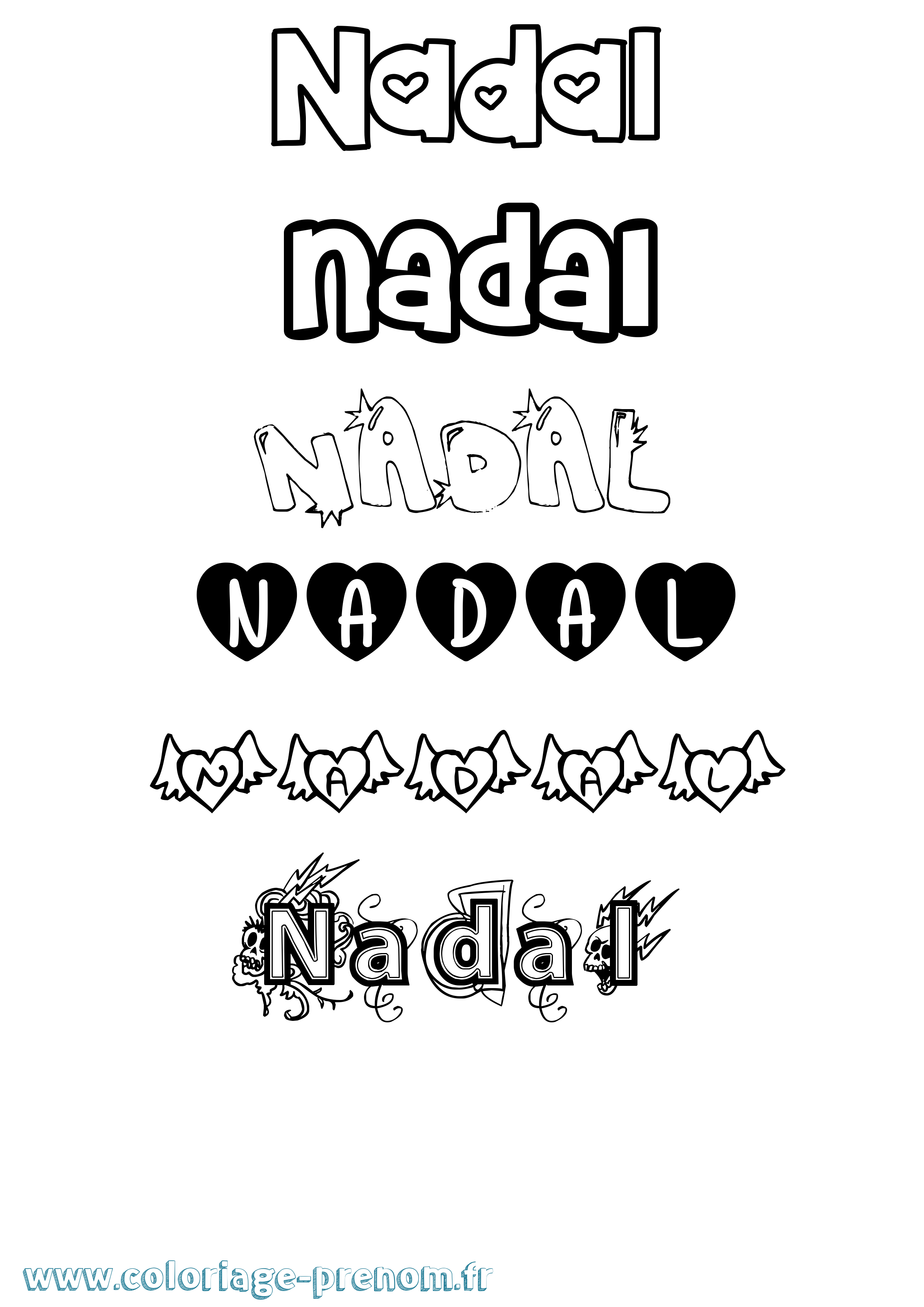 Coloriage Nadal Girly Coloriage prénom Nadal Girly