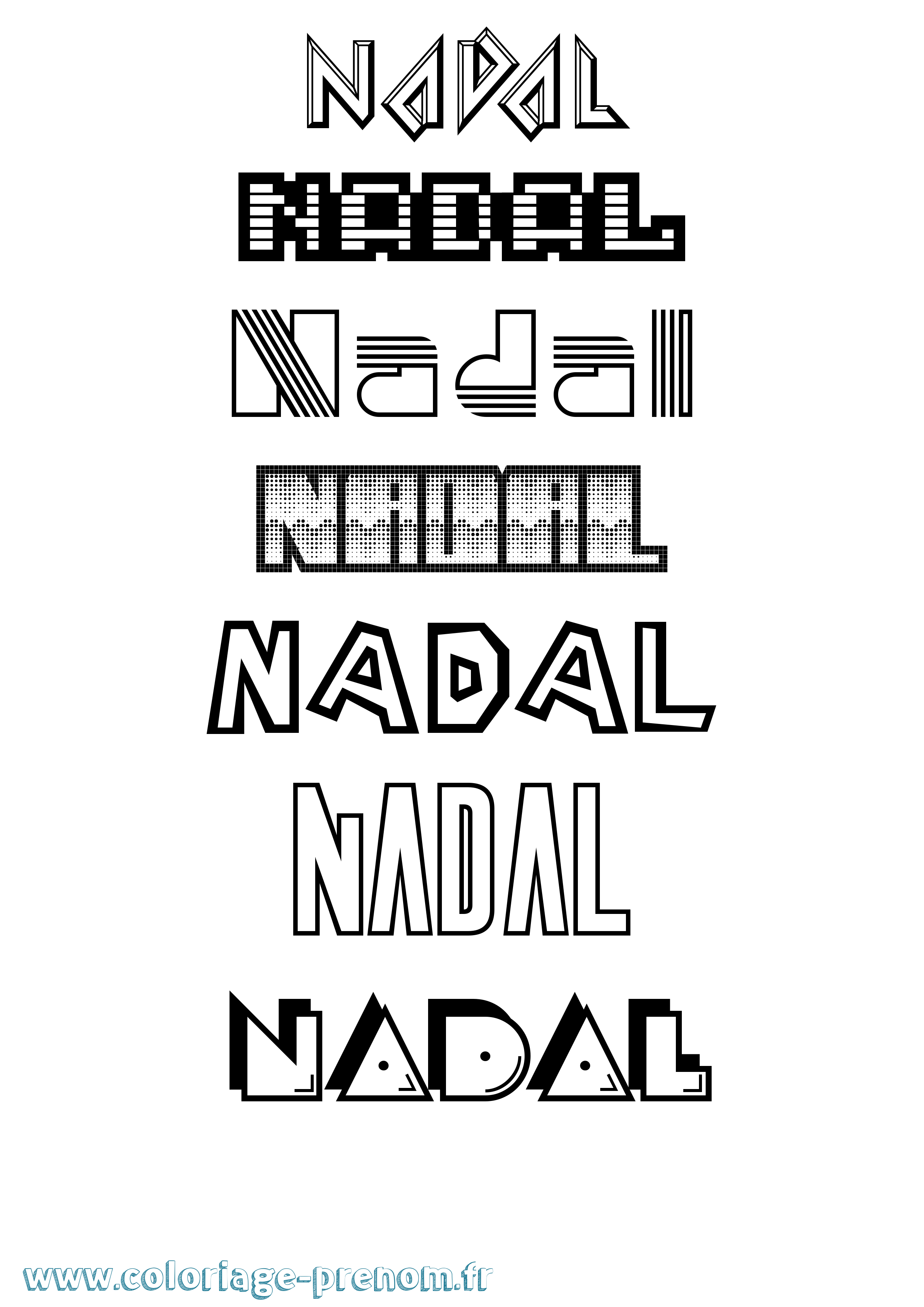 Coloriage Nadal Jeux Vidéos Coloriage prénom Nadal Jeux Vidéos