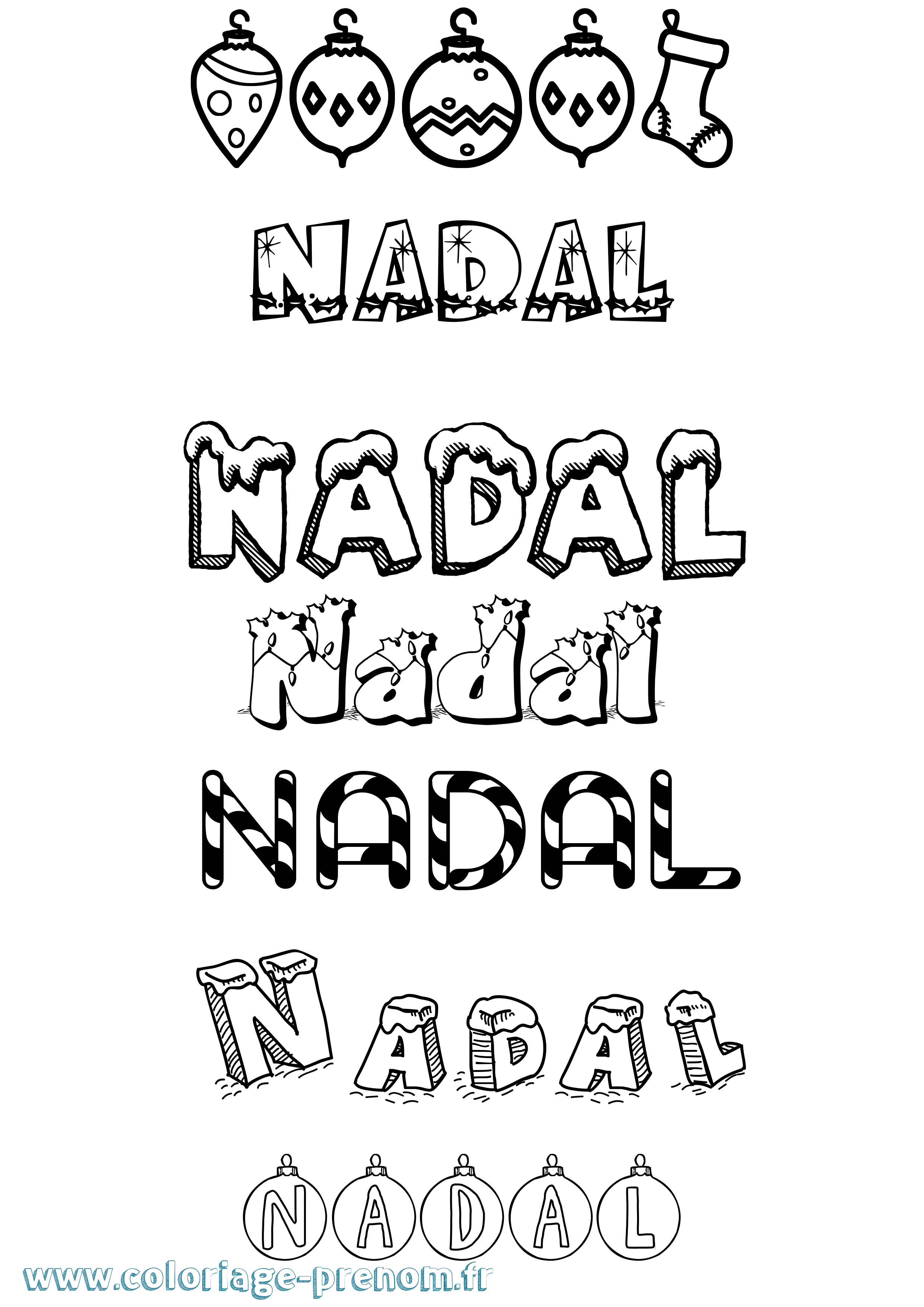 Coloriage Nadal Noël Coloriage prénom Nadal Noël