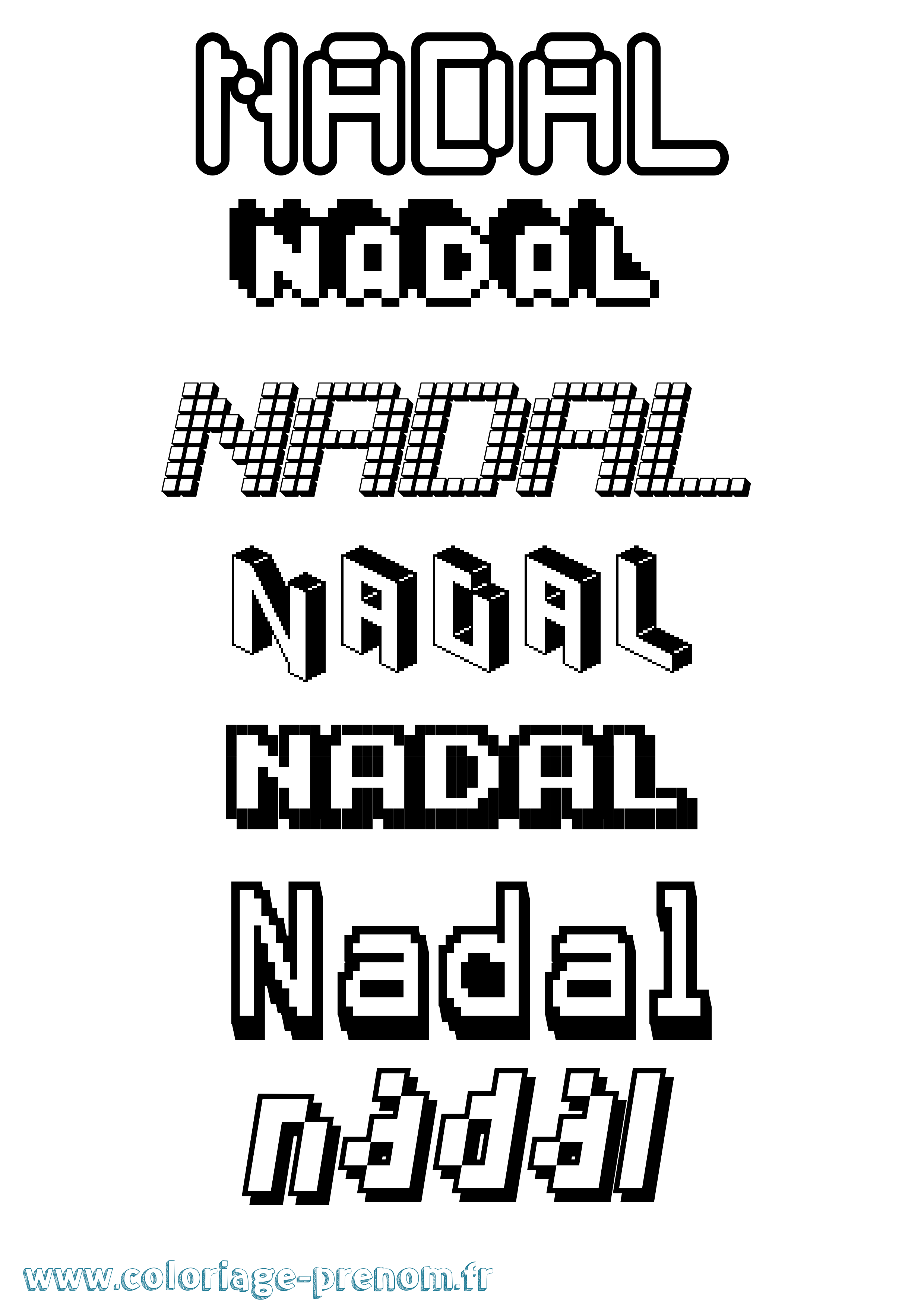 Coloriage Nadal Pixel Coloriage prénom Nadal Pixel