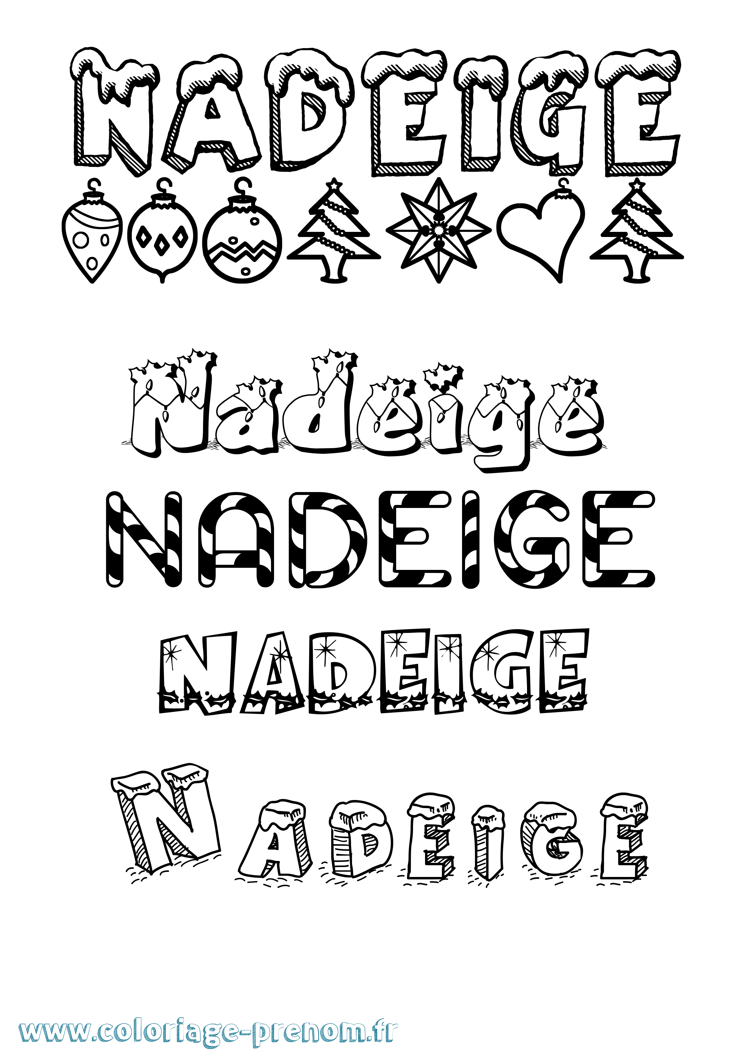 Coloriage Nadeige Noël Coloriage prénom Nadeige Noël