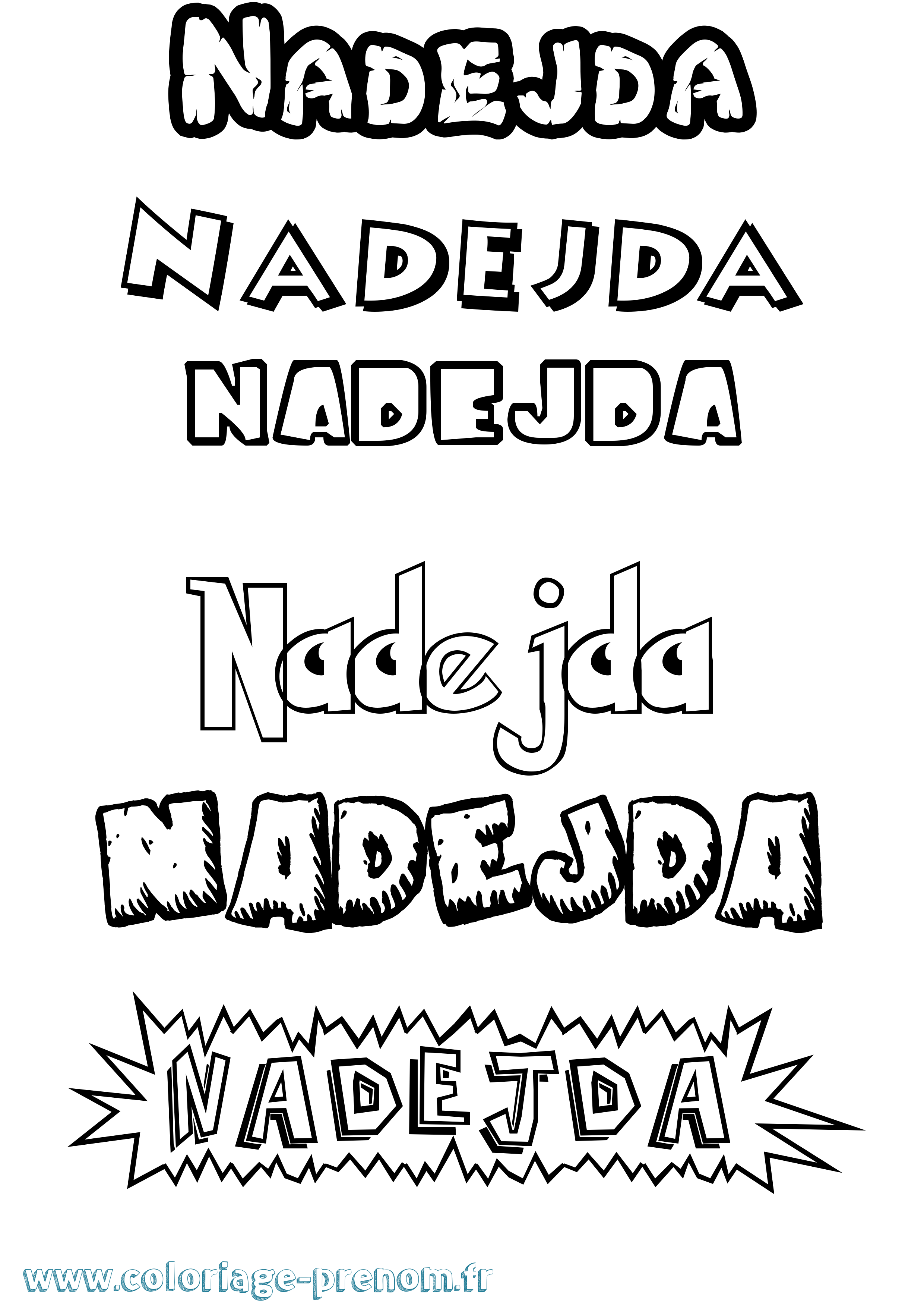 Coloriage Nadejda Dessin Animé Coloriage prénom Nadejda Dessin Animé