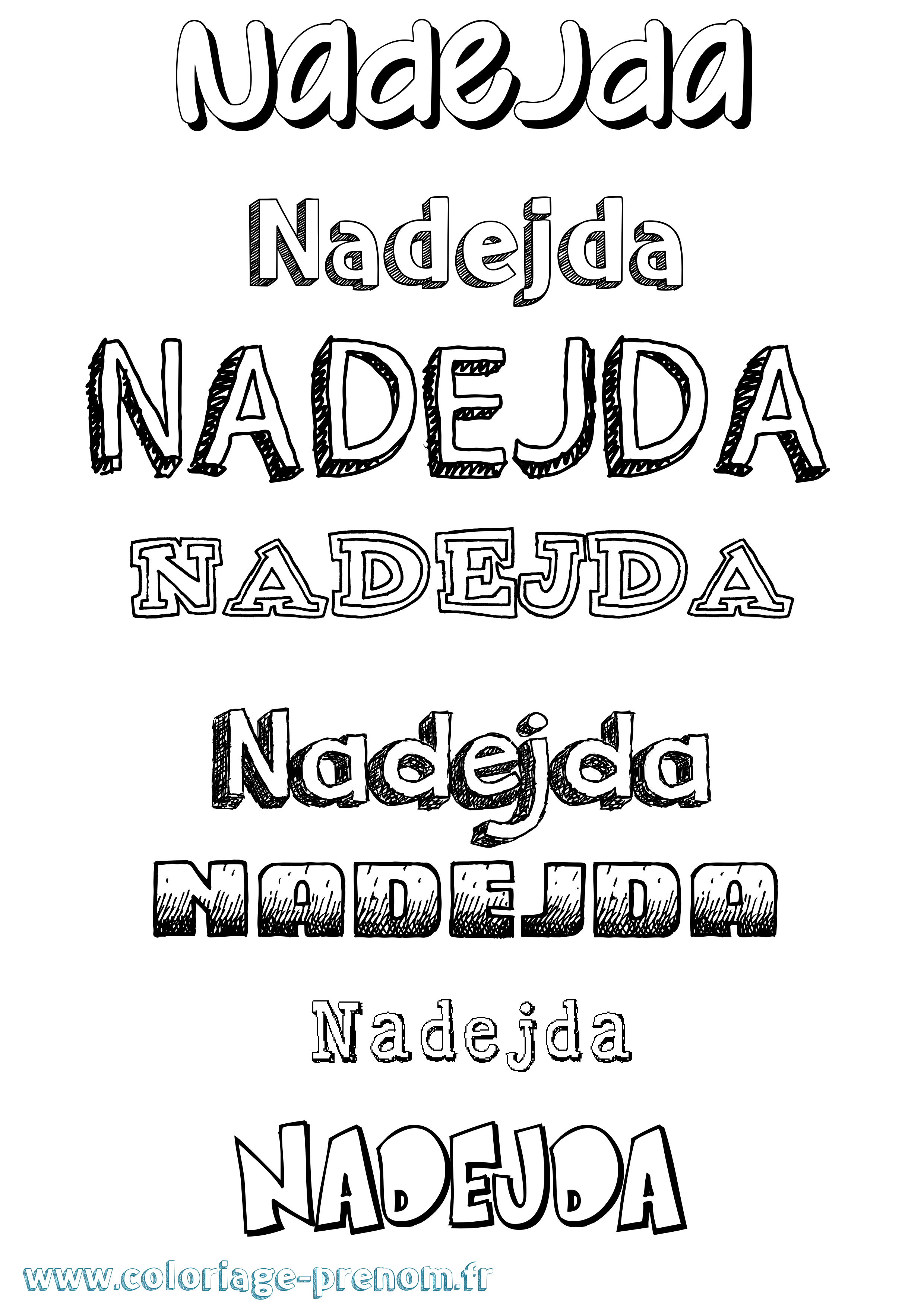 Coloriage Nadejda Dessiné Coloriage prénom Nadejda Dessiné