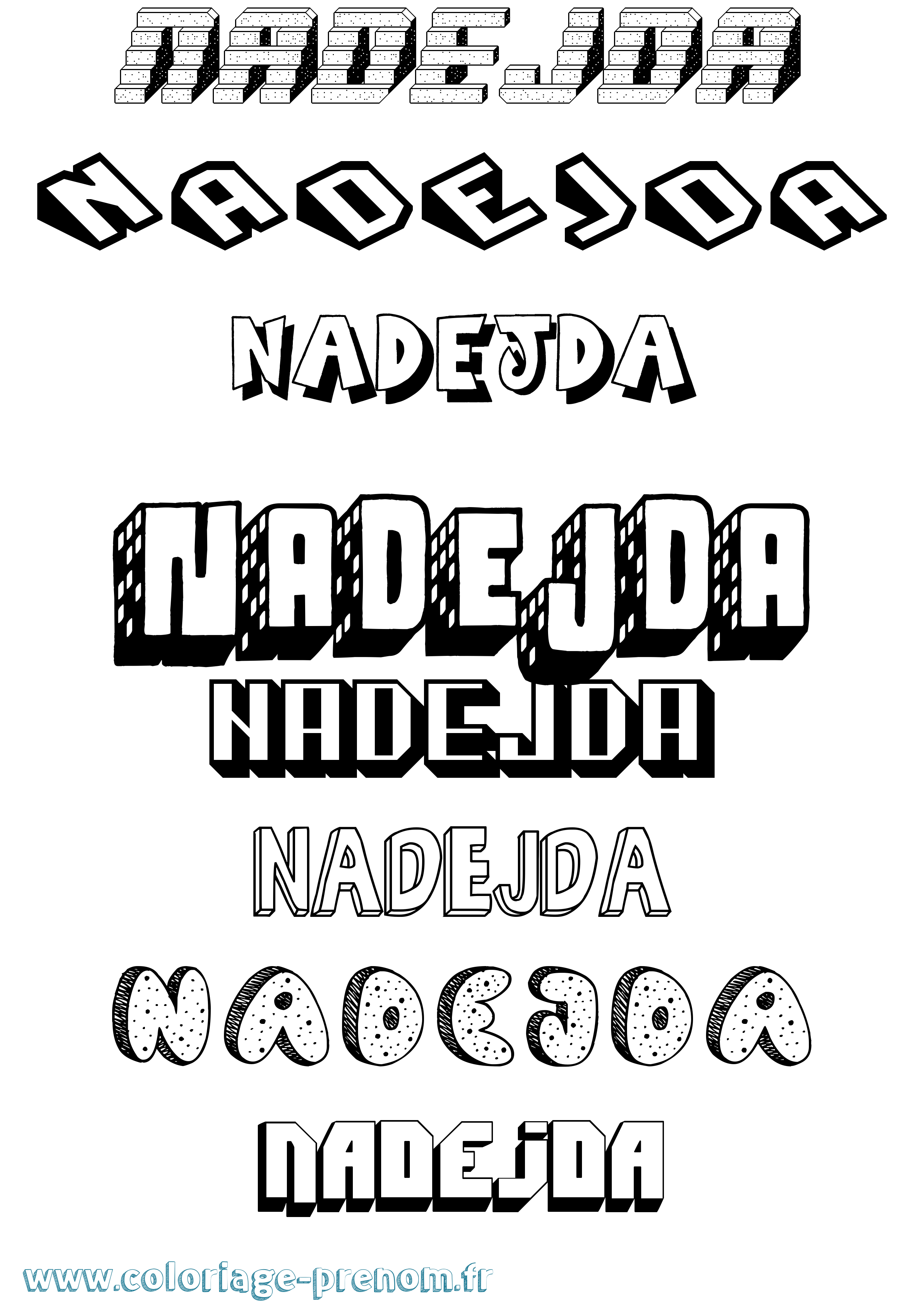 Coloriage Nadejda Effet 3D Coloriage prénom Nadejda Effet 3D