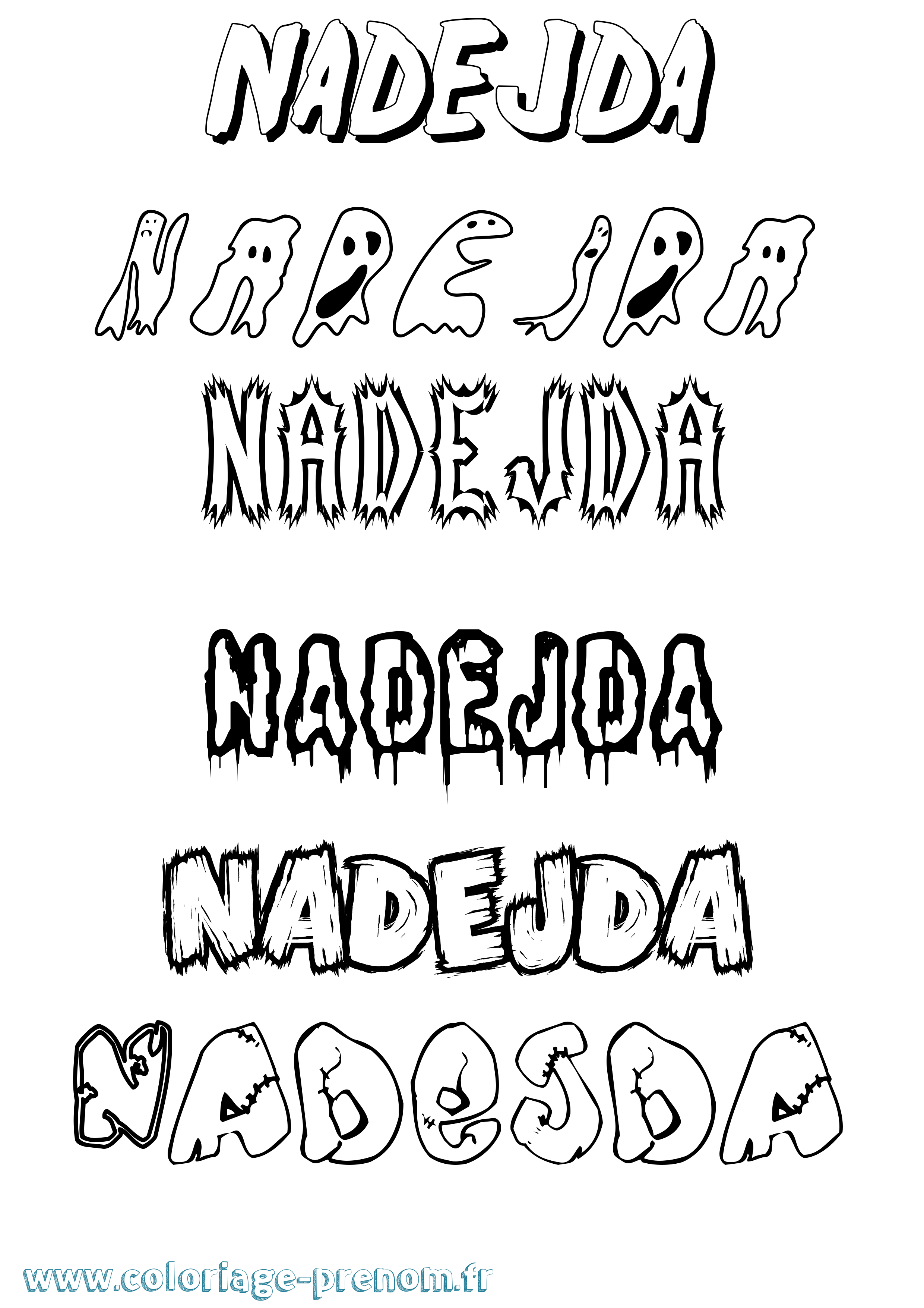 Coloriage Nadejda Frisson Coloriage prénom Nadejda Frisson