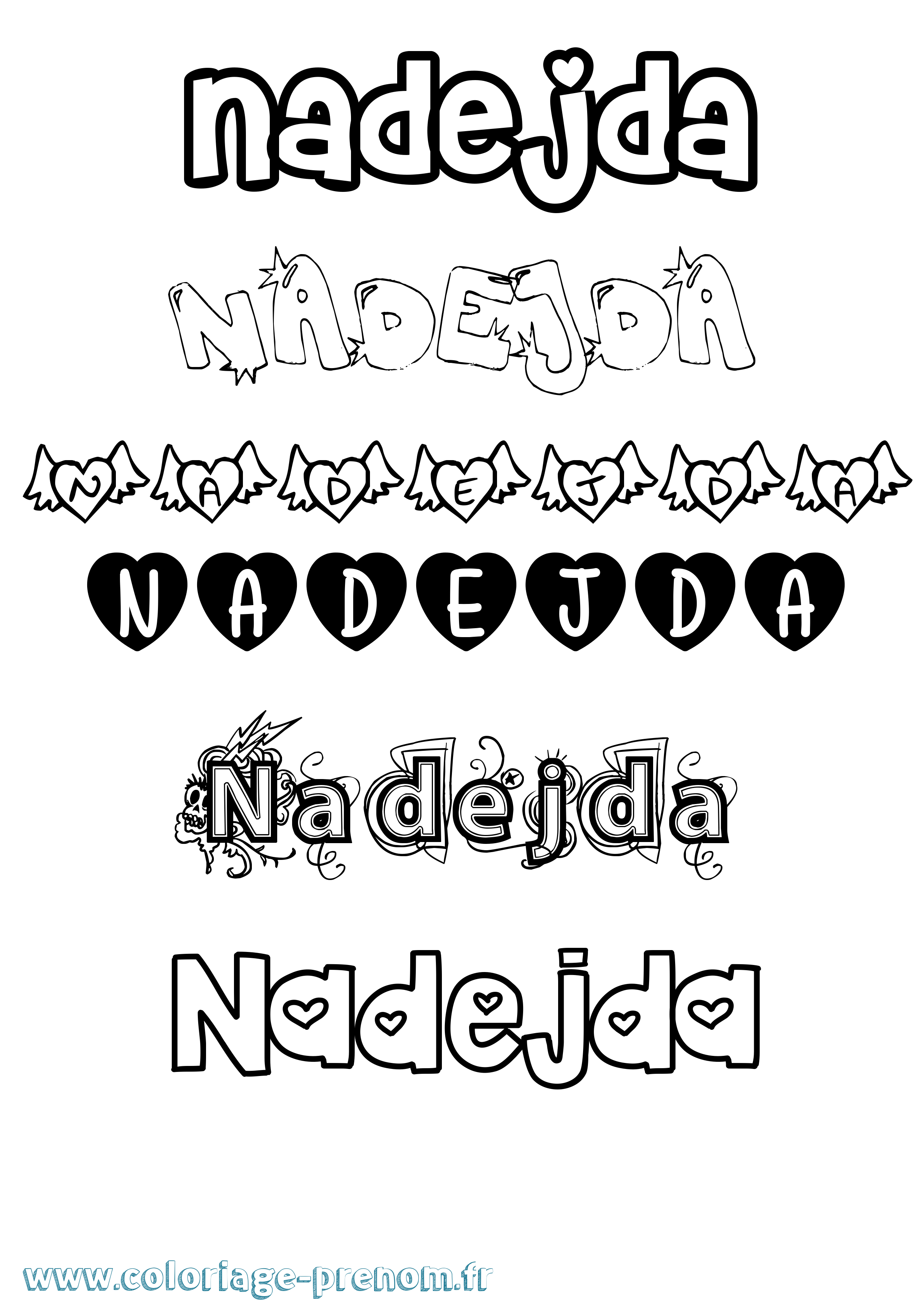 Coloriage Nadejda Girly Coloriage prénom Nadejda Girly