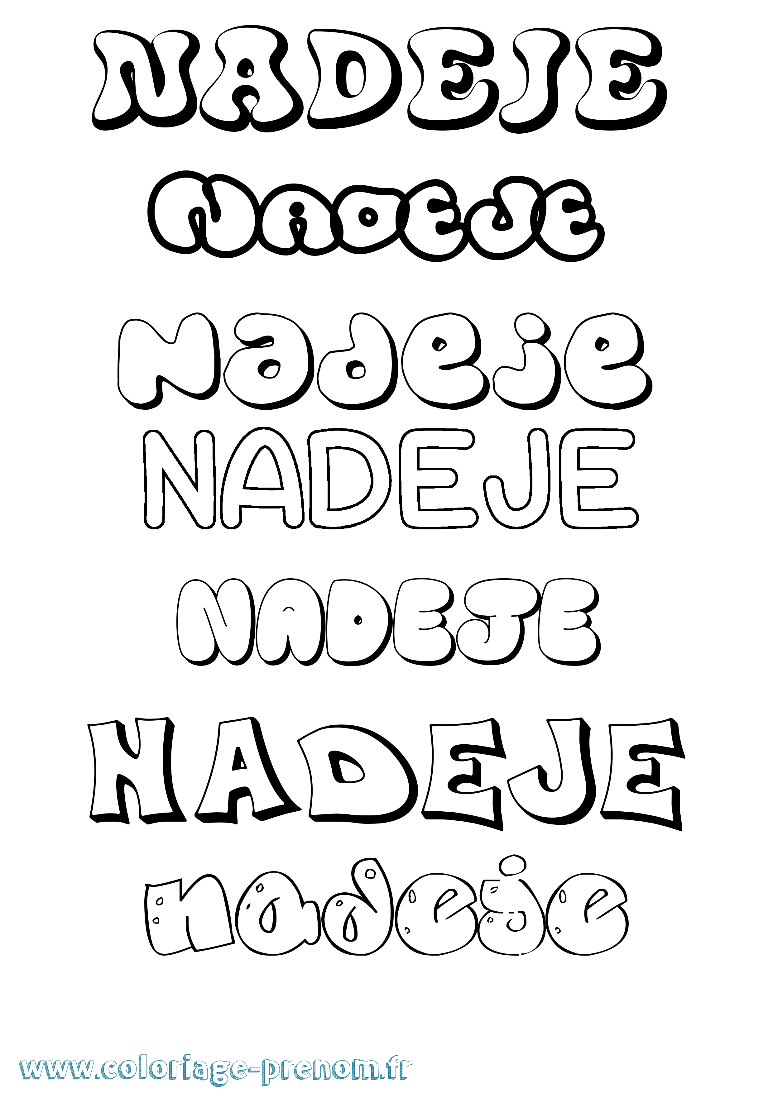 Coloriage Nadeje Bubble Coloriage prénom Nadeje Bubble