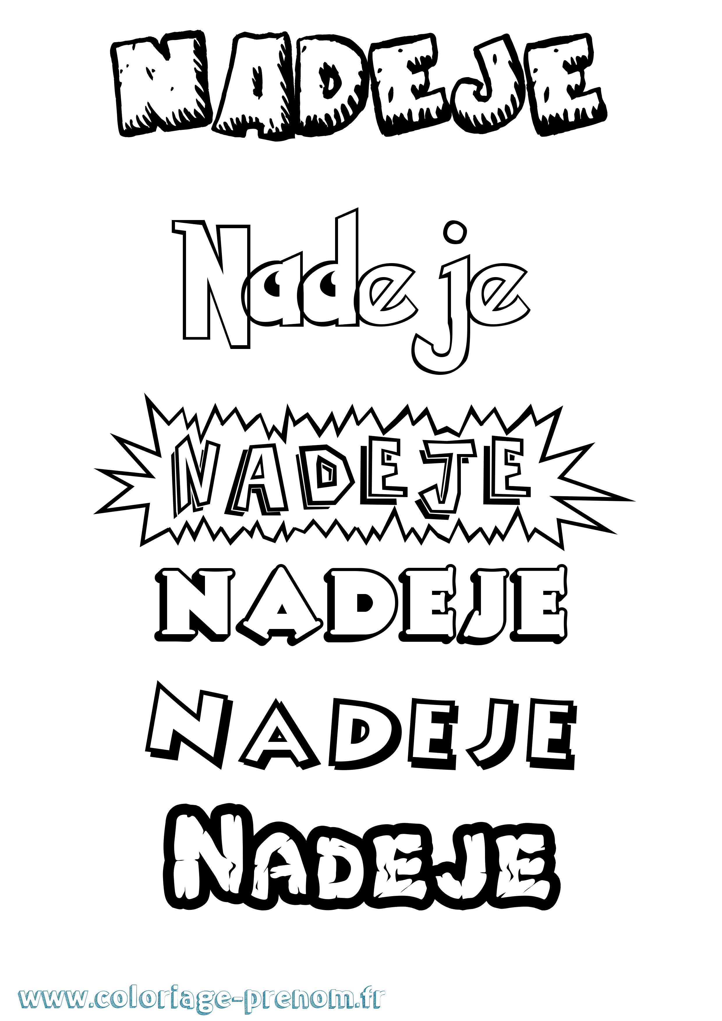 Coloriage Nadeje Dessin Animé Coloriage prénom Nadeje Dessin Animé