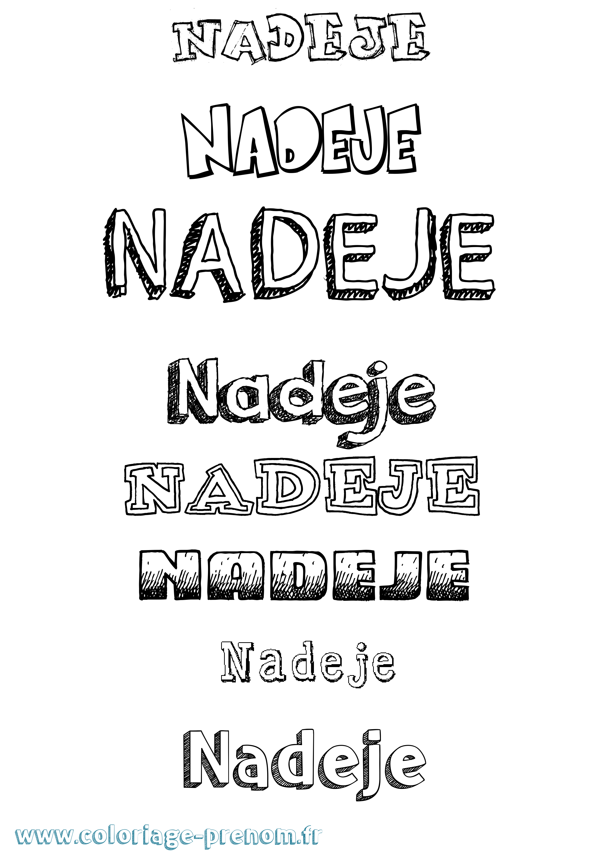 Coloriage Nadeje Dessiné Coloriage prénom Nadeje Dessiné
