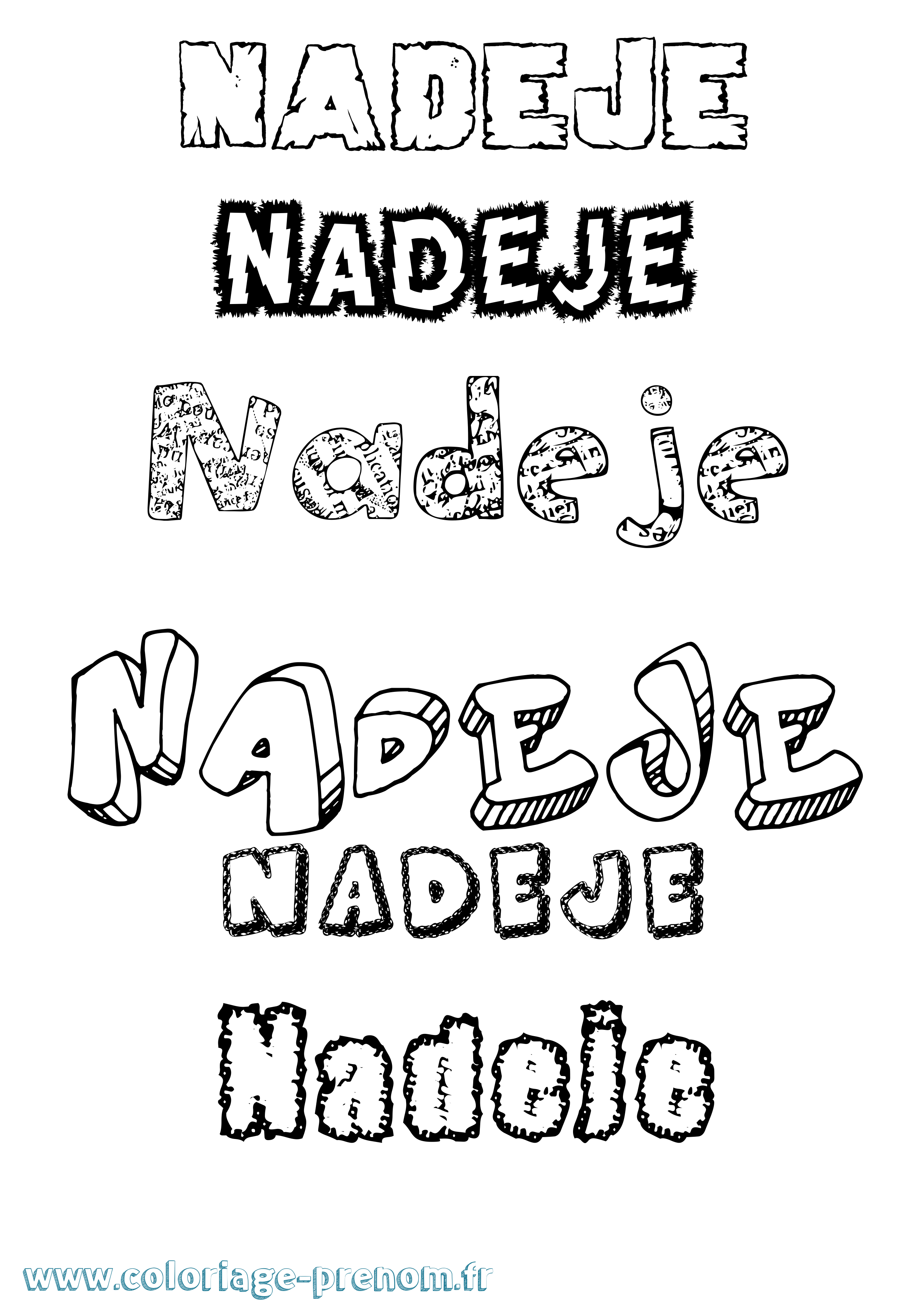 Coloriage Nadeje Destructuré Coloriage prénom Nadeje Destructuré