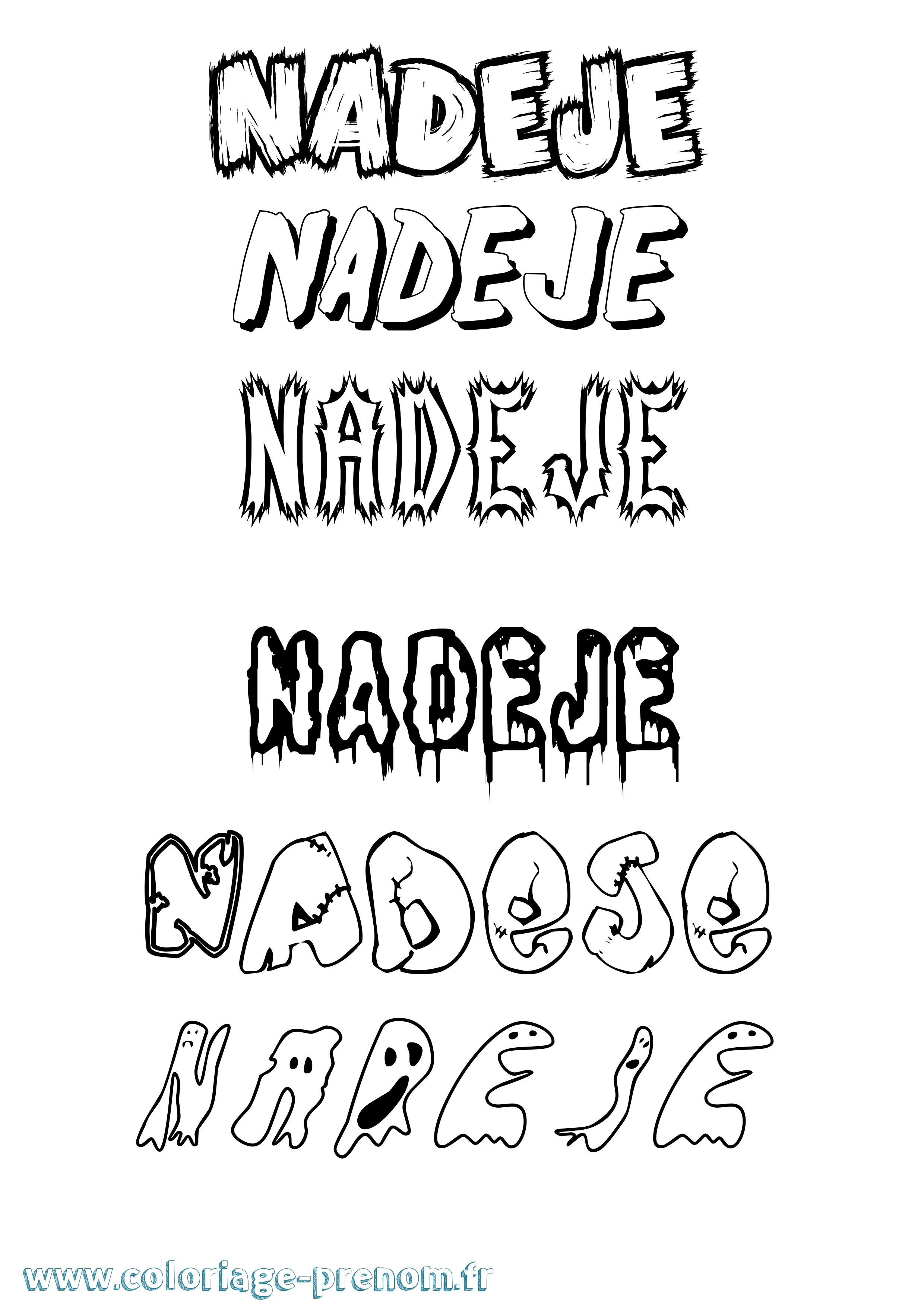 Coloriage Nadeje Frisson Coloriage prénom Nadeje Frisson