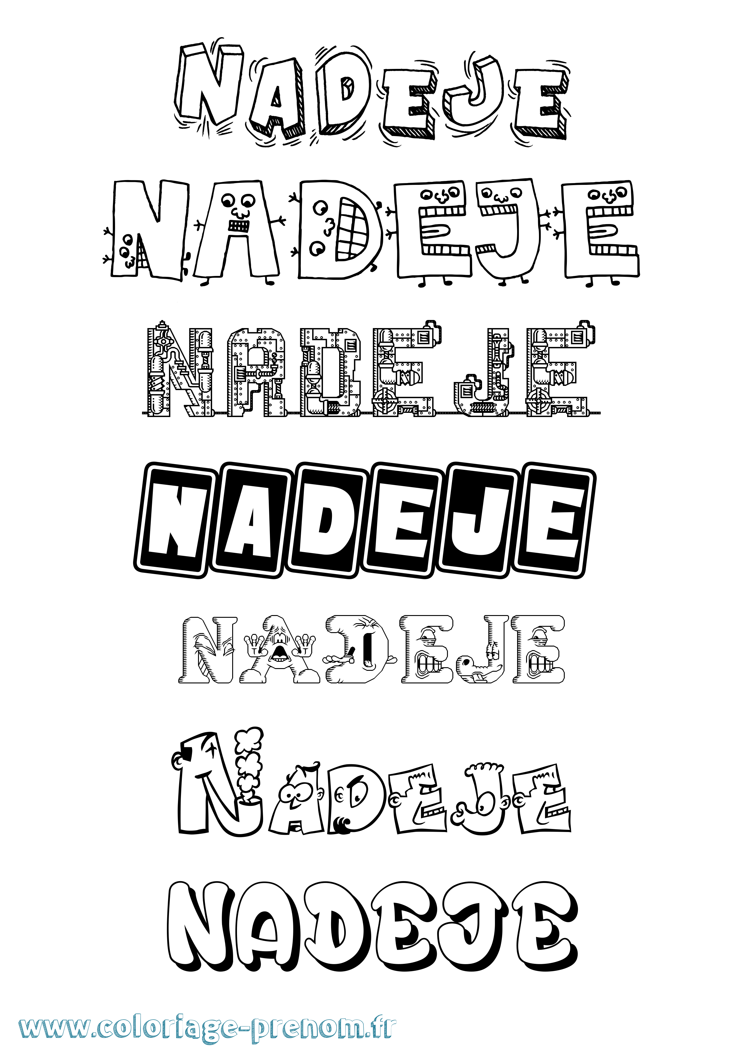 Coloriage Nadeje Fun Coloriage prénom Nadeje Fun
