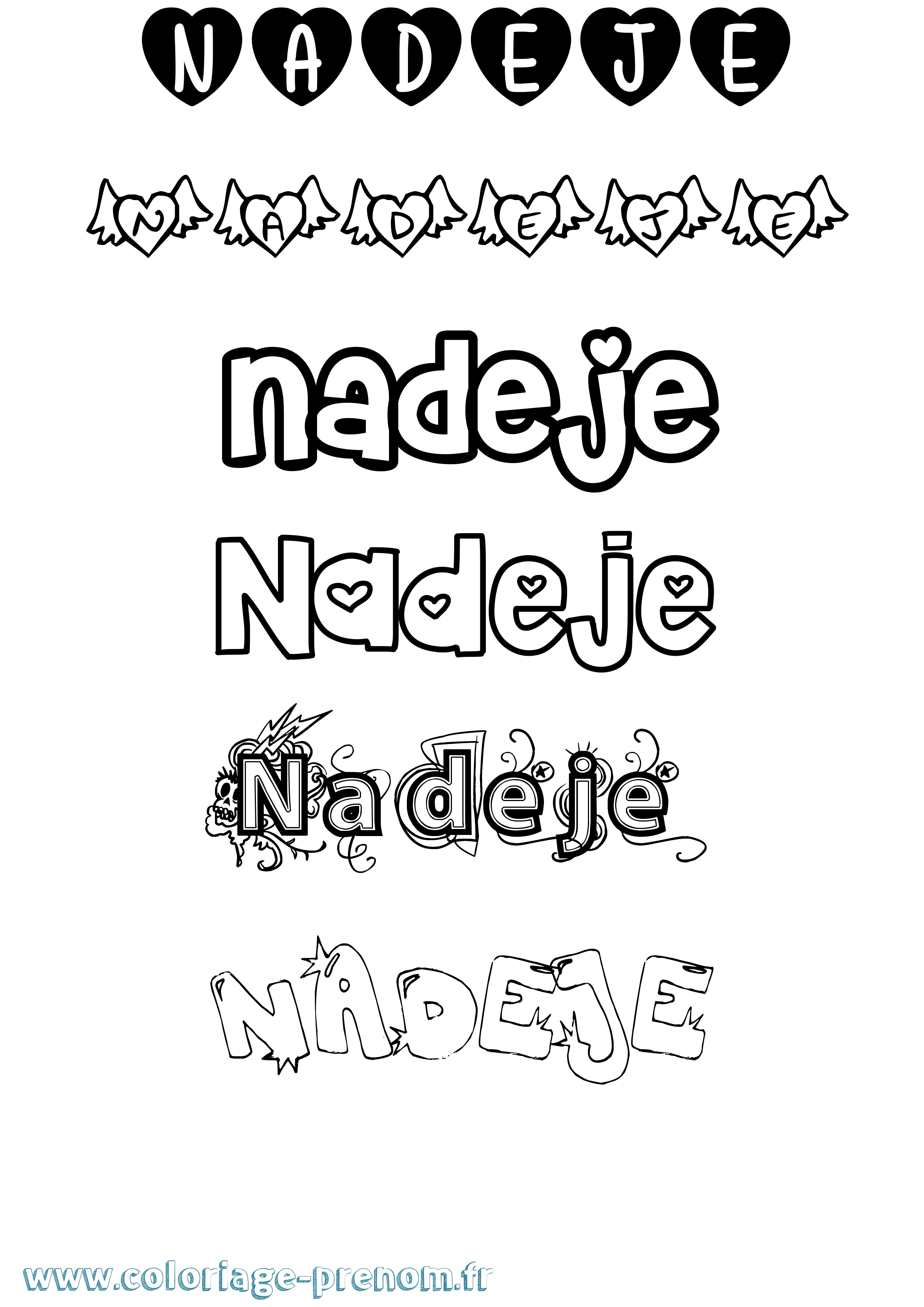 Coloriage Nadeje Girly Coloriage prénom Nadeje Girly