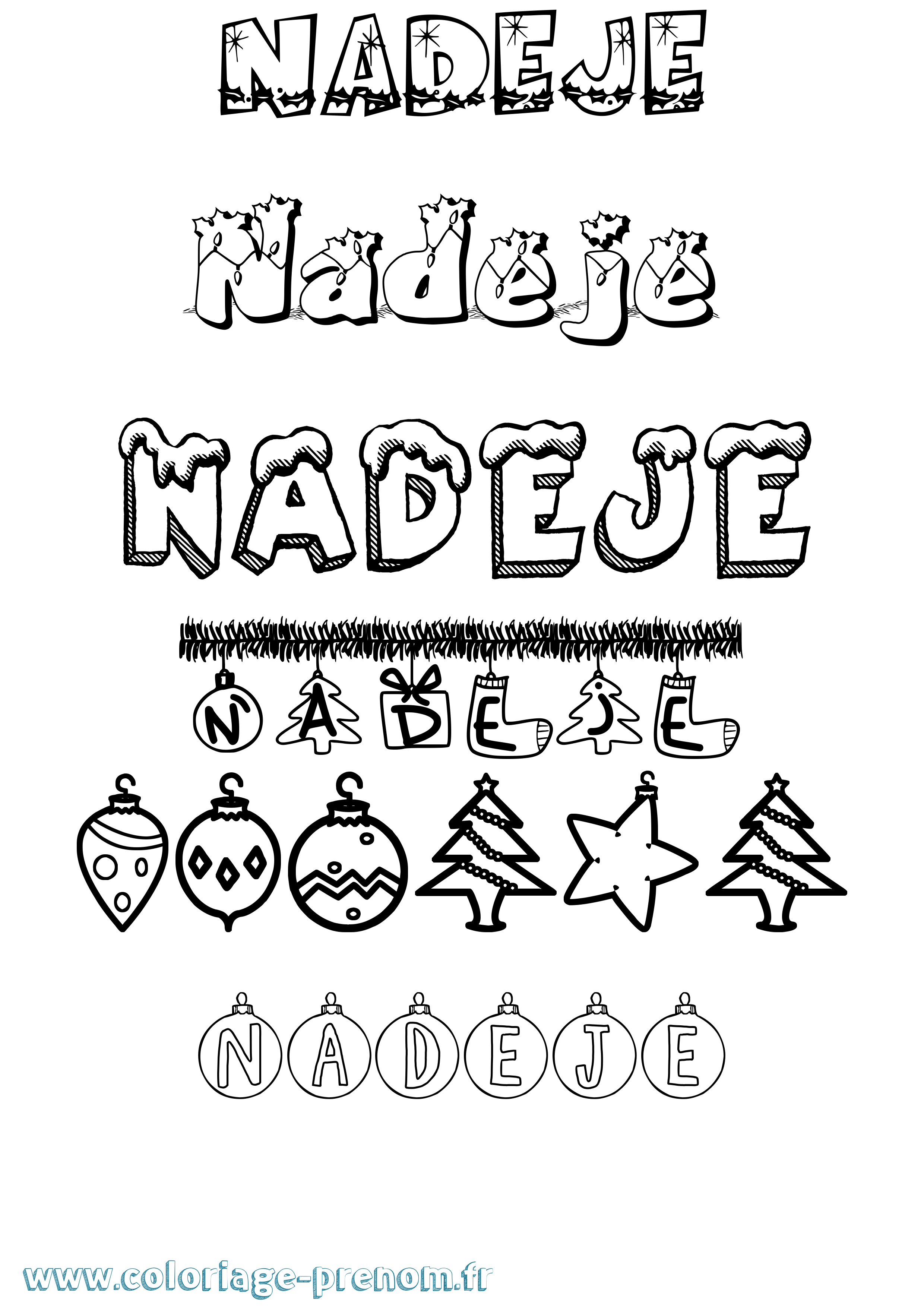 Coloriage Nadeje Noël Coloriage prénom Nadeje Noël