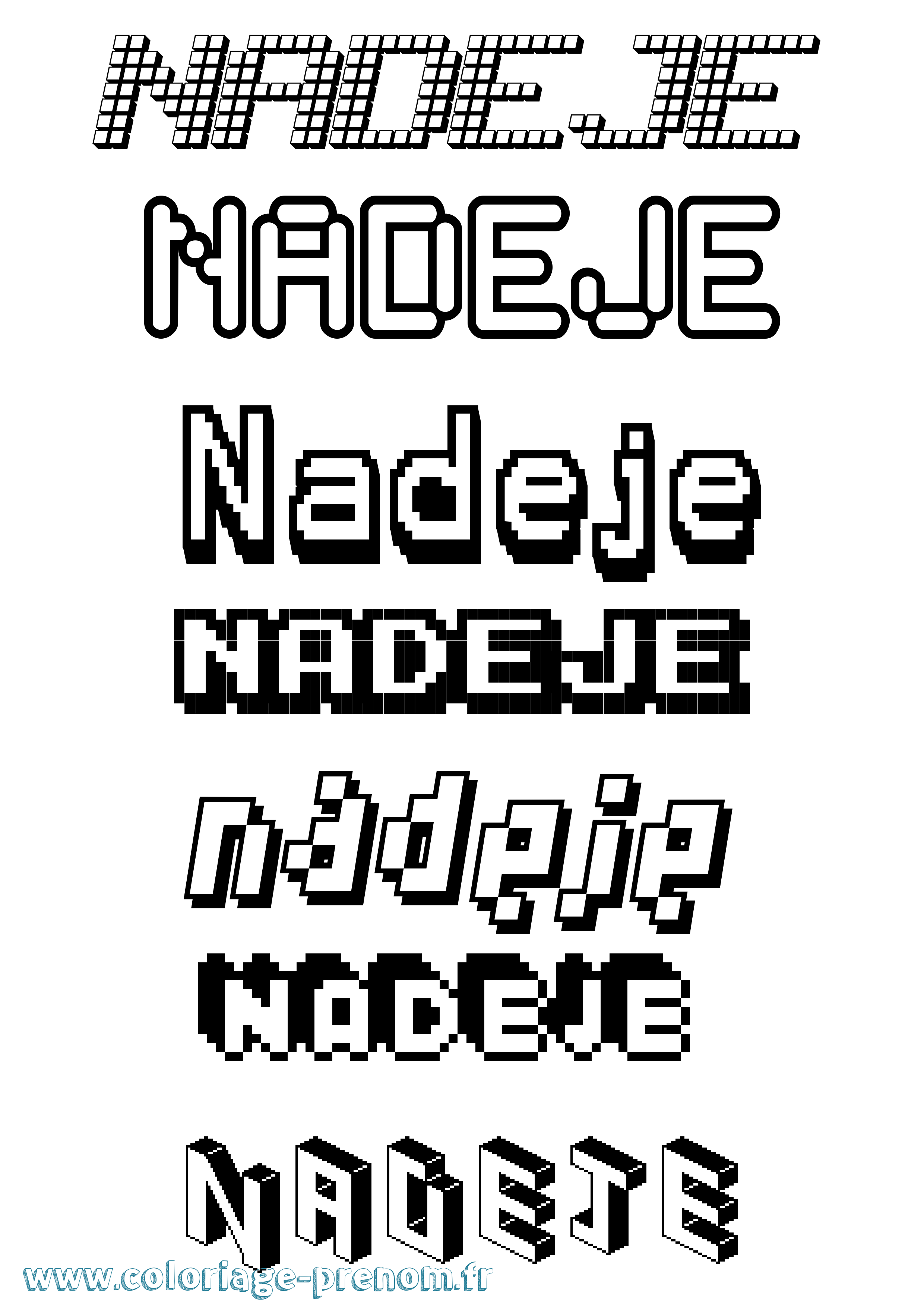 Coloriage Nadeje Pixel Coloriage prénom Nadeje Pixel