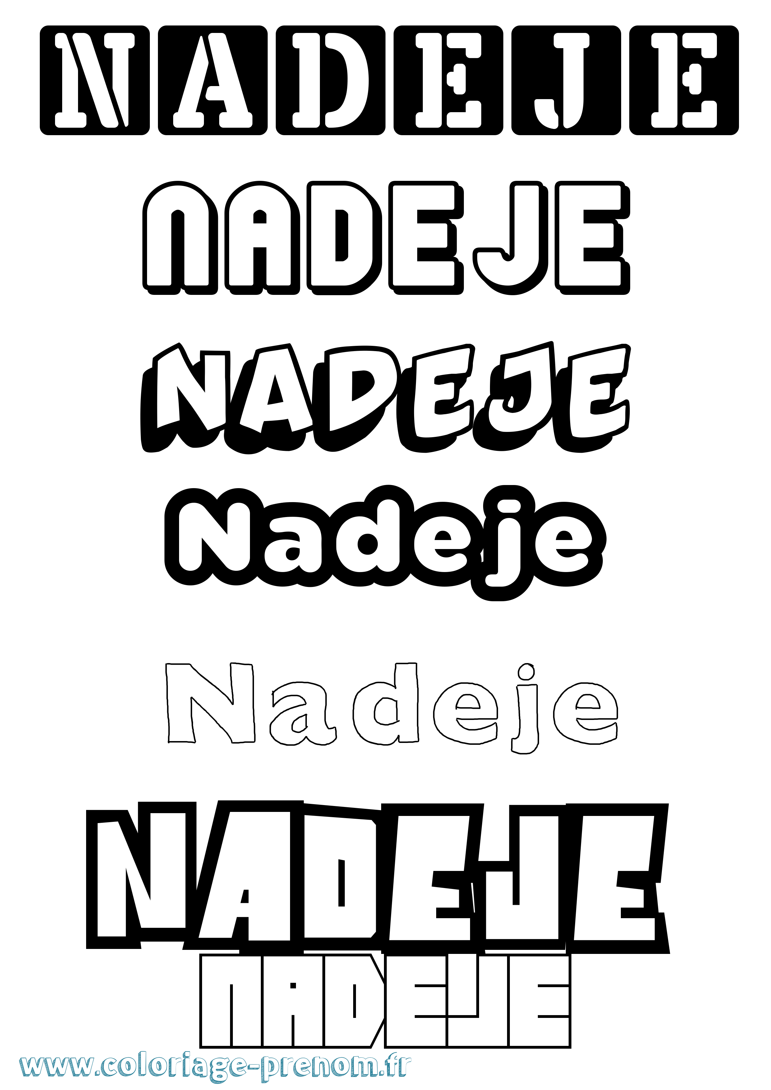 Coloriage Nadeje Simple Coloriage prénom Nadeje Simple