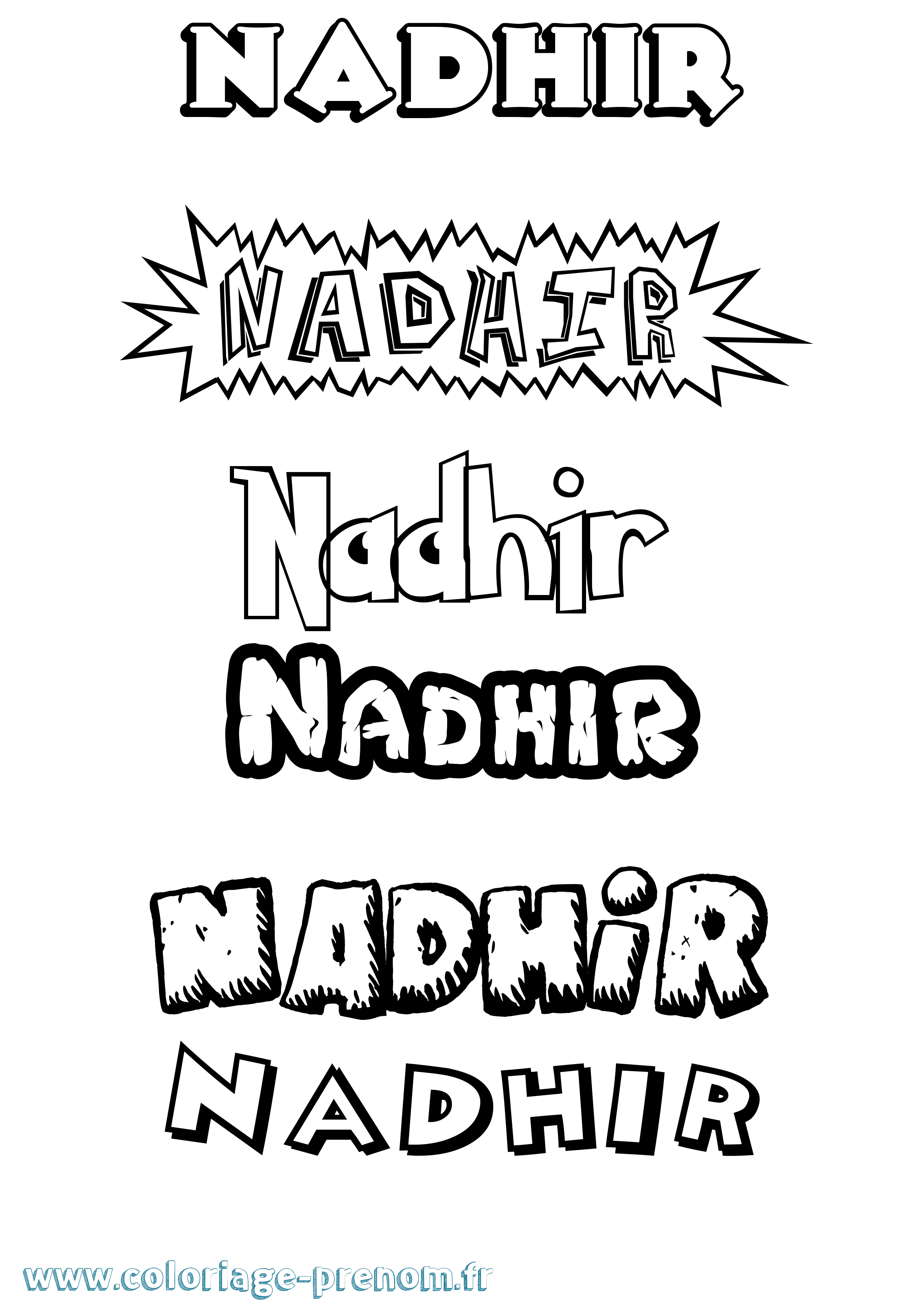 Coloriage Nadhir Dessin Animé Coloriage prénom Nadhir Dessin Animé