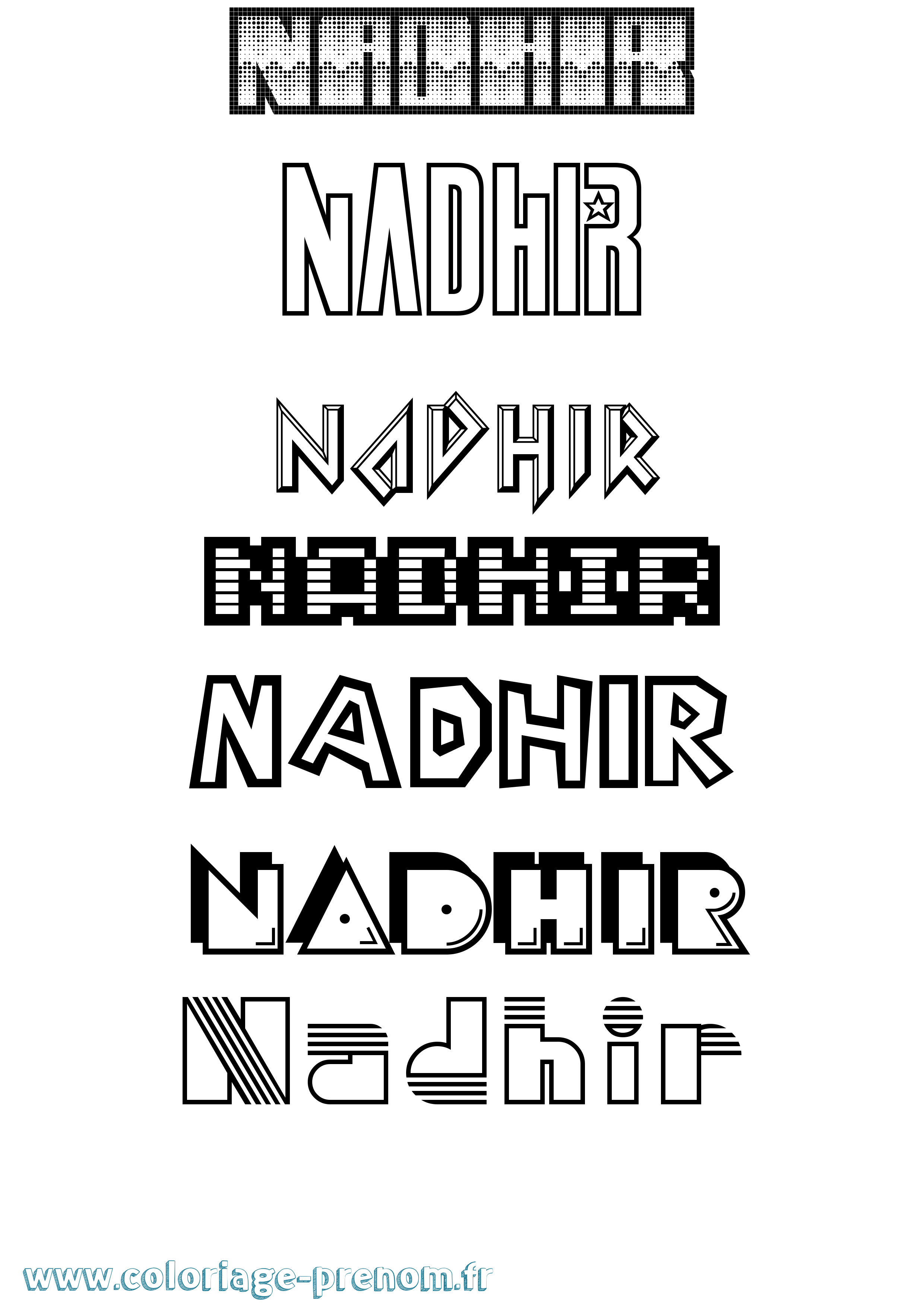 Coloriage Nadhir Jeux Vidéos Coloriage prénom Nadhir Jeux Vidéos