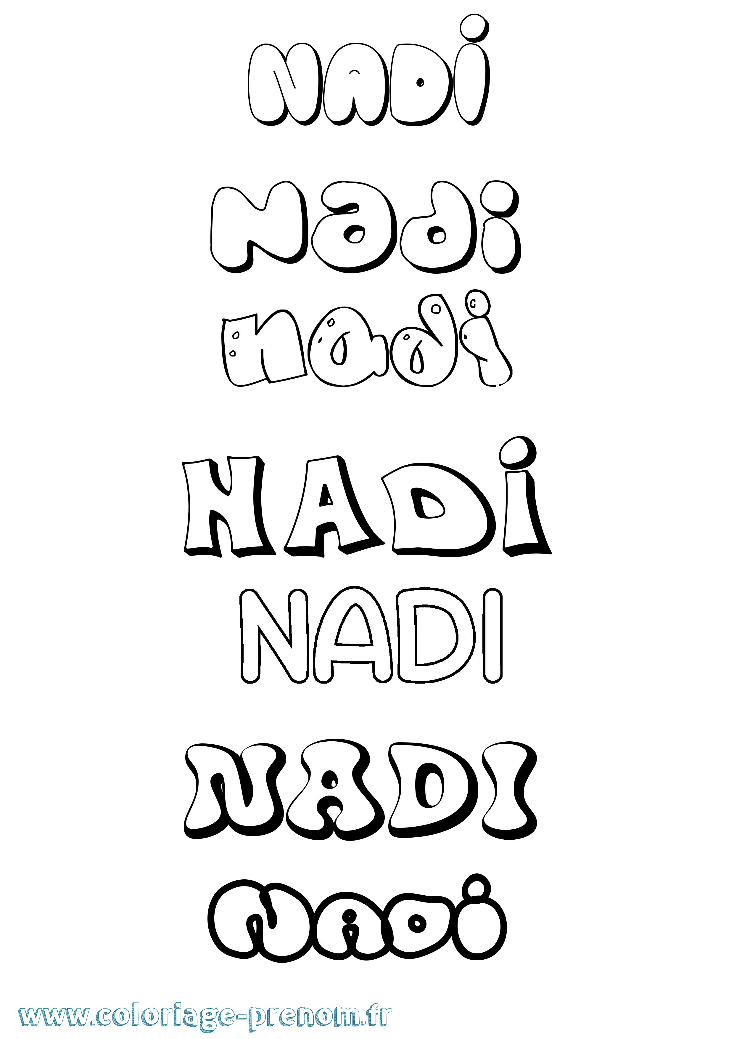 Coloriage Nadi Bubble Coloriage prénom Nadi Bubble