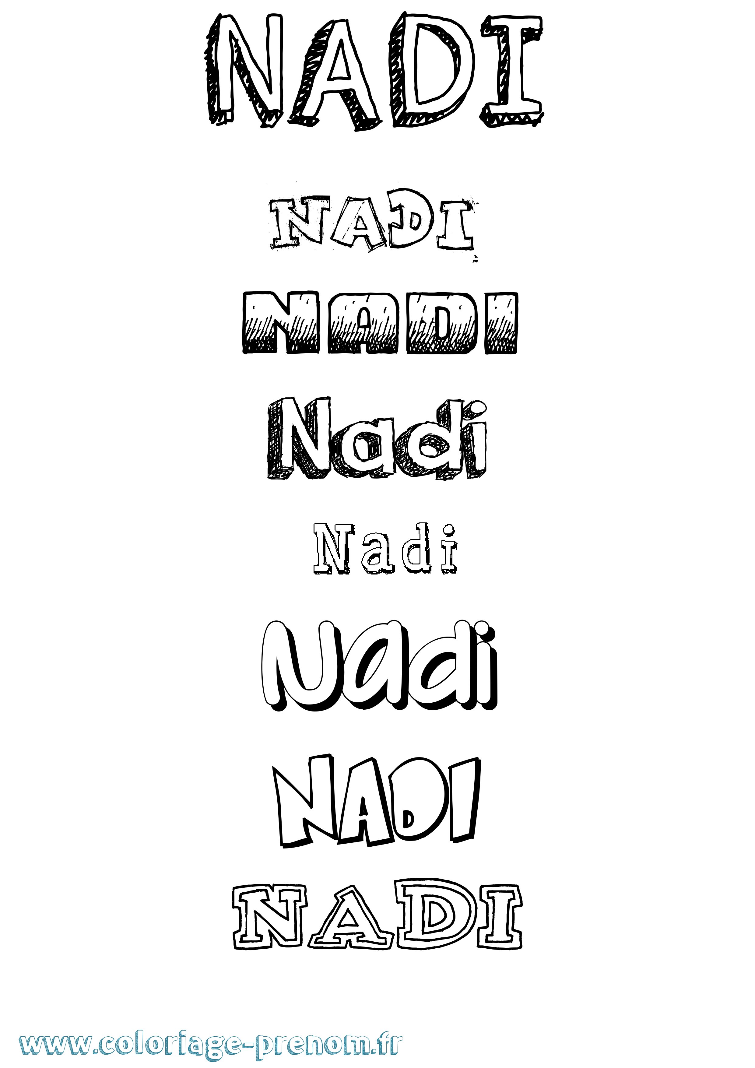 Coloriage Nadi Dessiné Coloriage prénom Nadi Dessiné