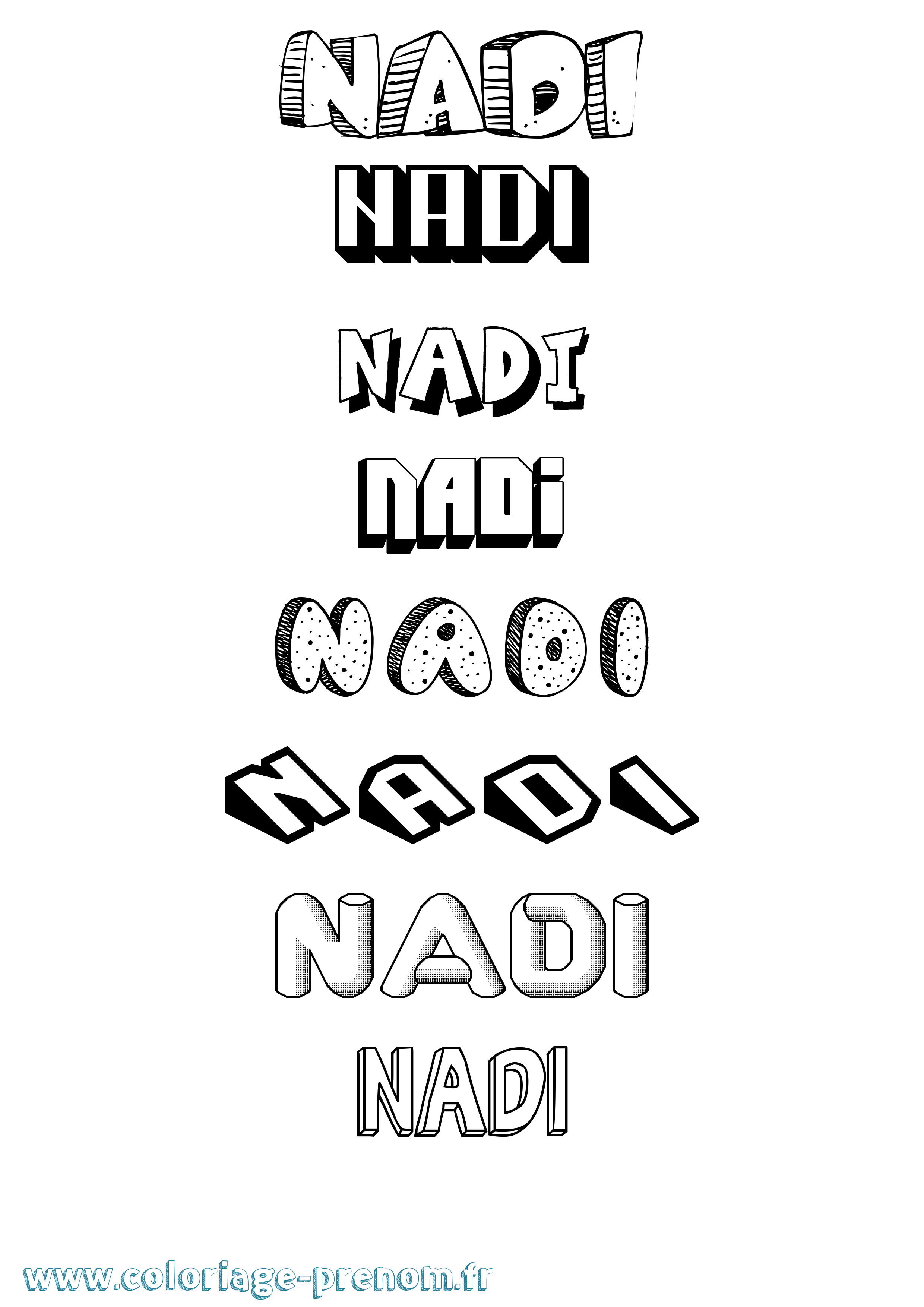 Coloriage Nadi Effet 3D Coloriage prénom Nadi Effet 3D