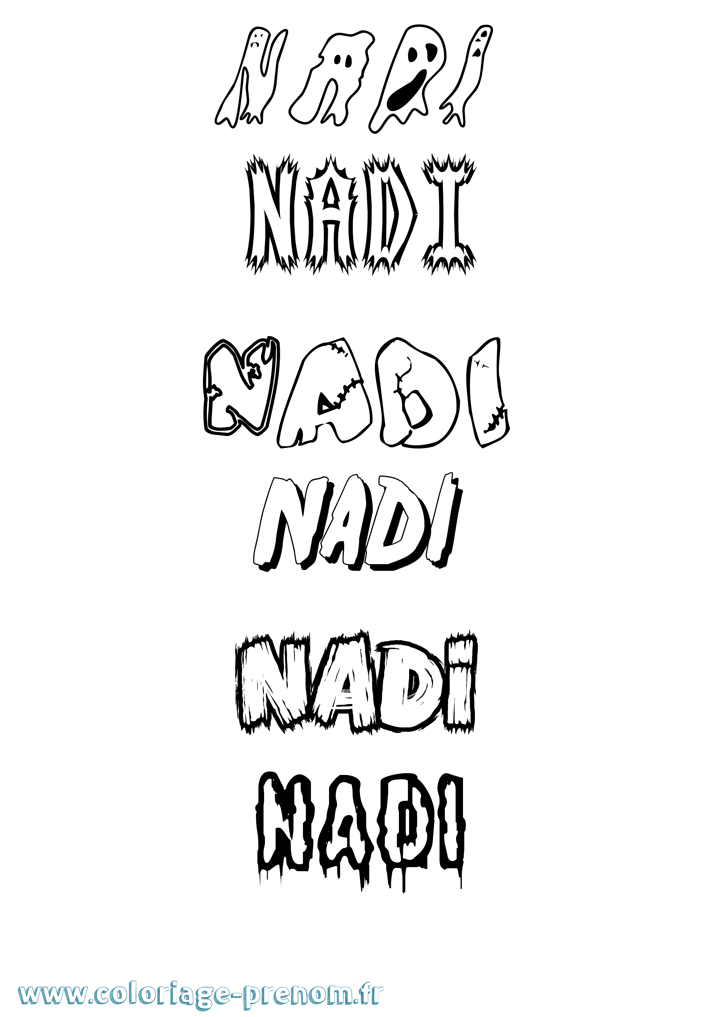 Coloriage Nadi Frisson Coloriage prénom Nadi Frisson