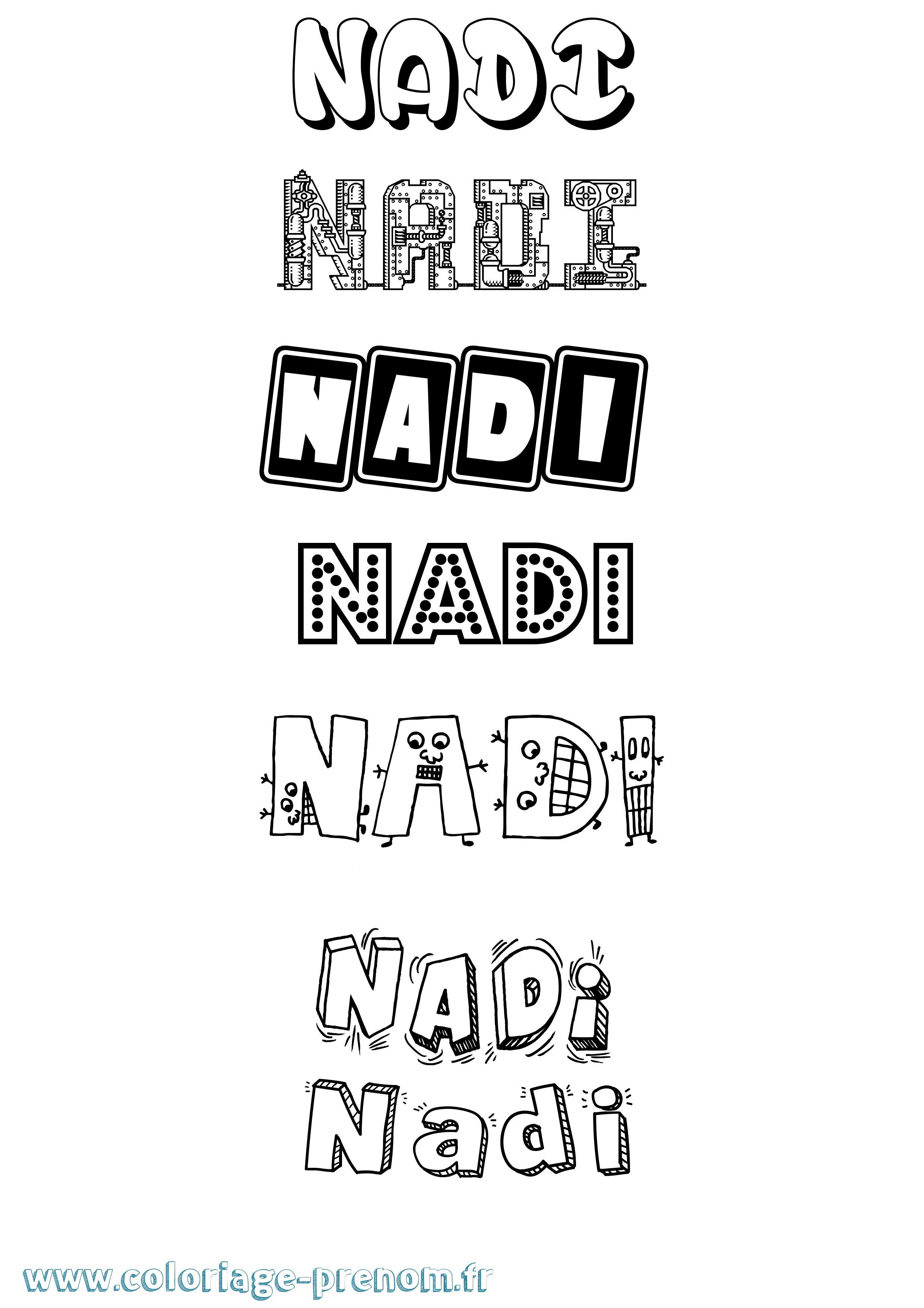 Coloriage Nadi Fun Coloriage prénom Nadi Fun