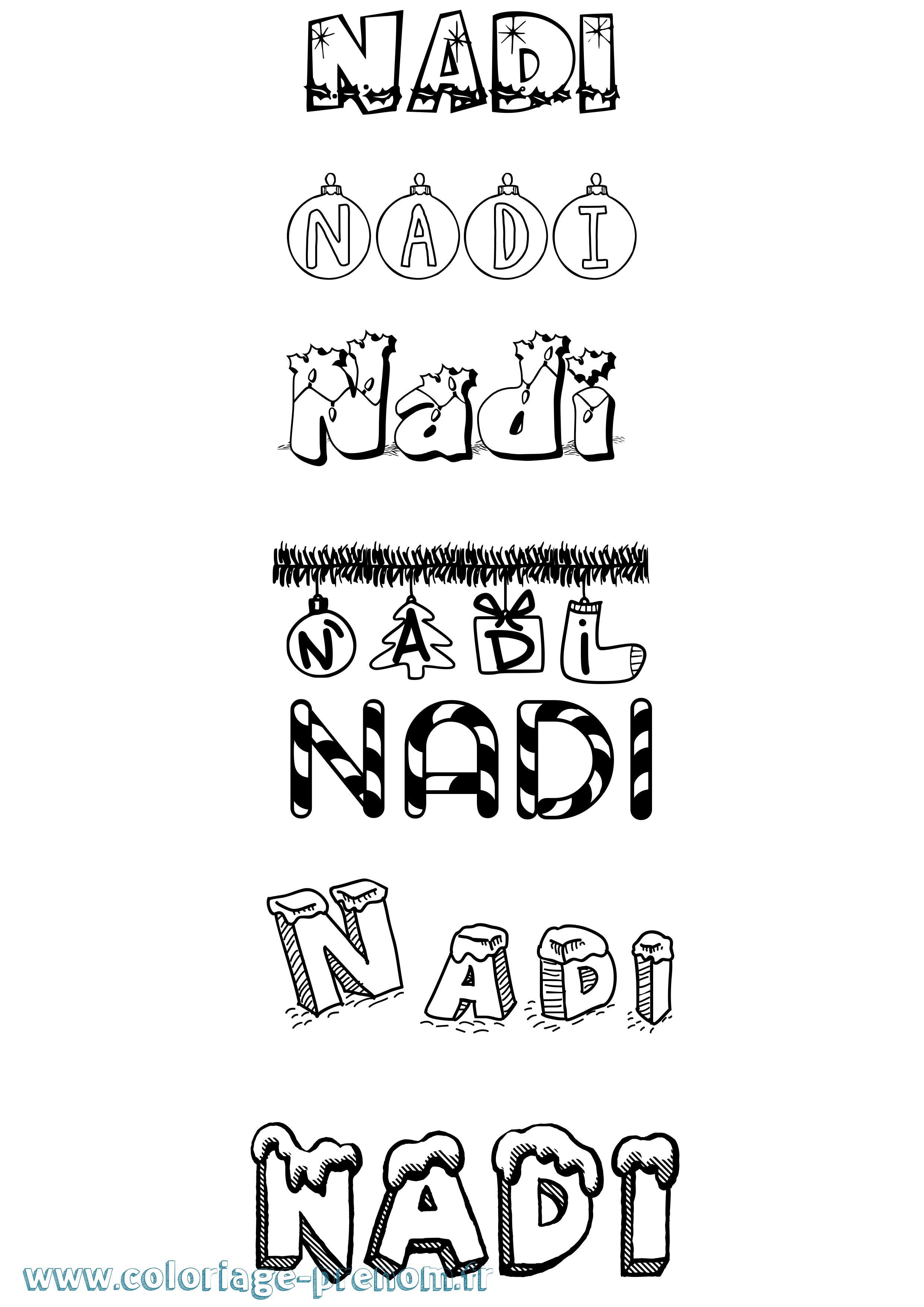 Coloriage Nadi Noël Coloriage prénom Nadi Noël