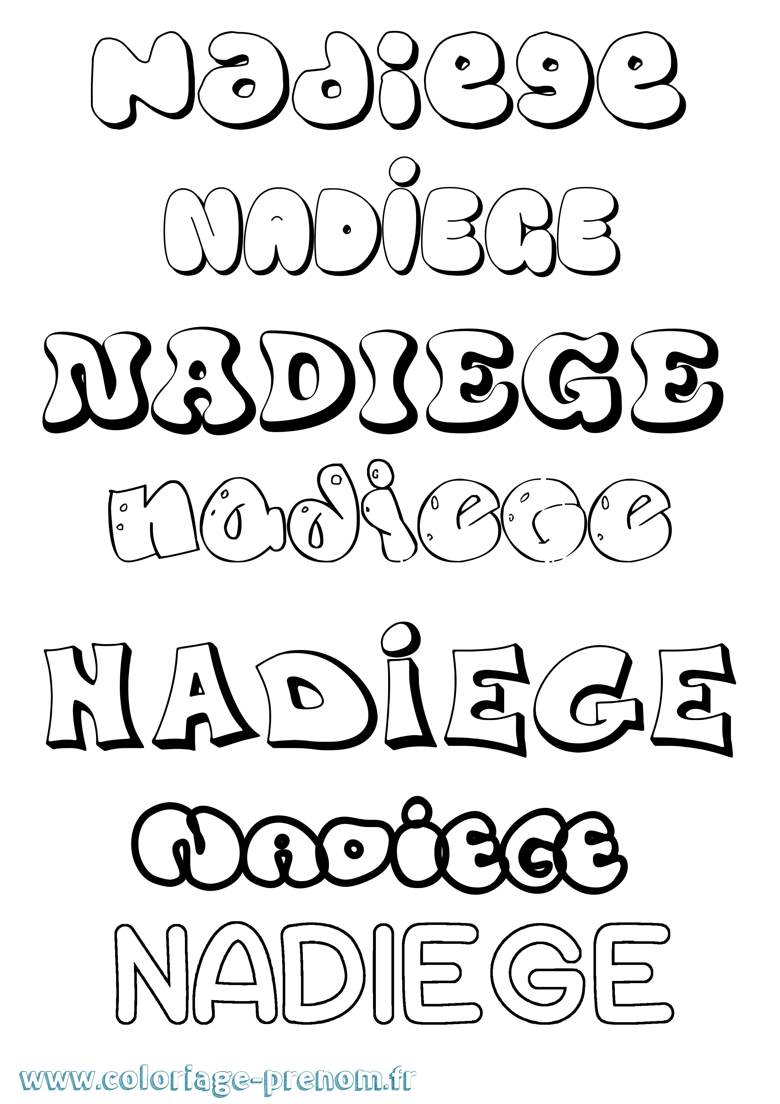 Coloriage Nadiege Bubble Coloriage prénom Nadiege Bubble