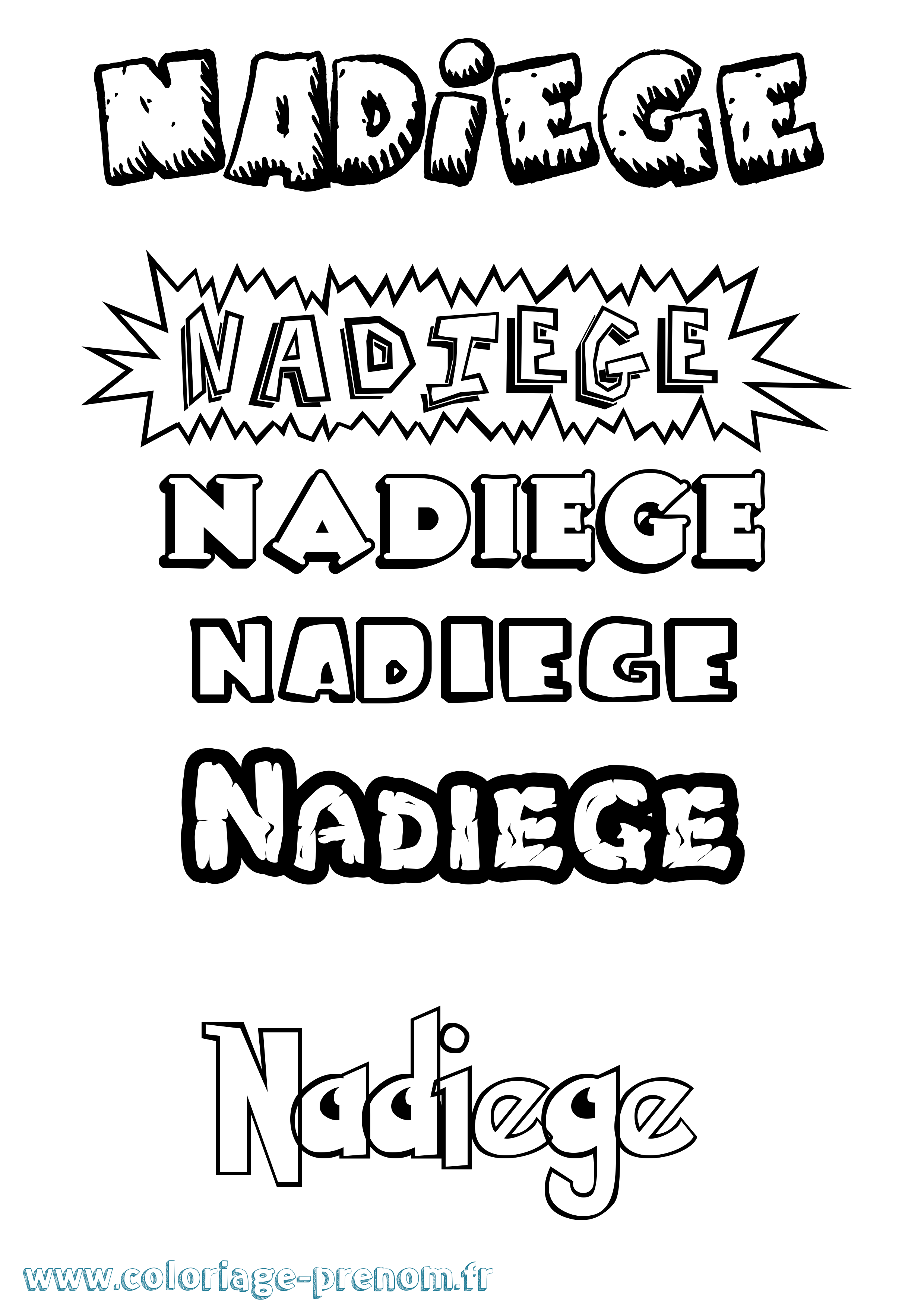 Coloriage Nadiege Dessin Animé Coloriage prénom Nadiege Dessin Animé