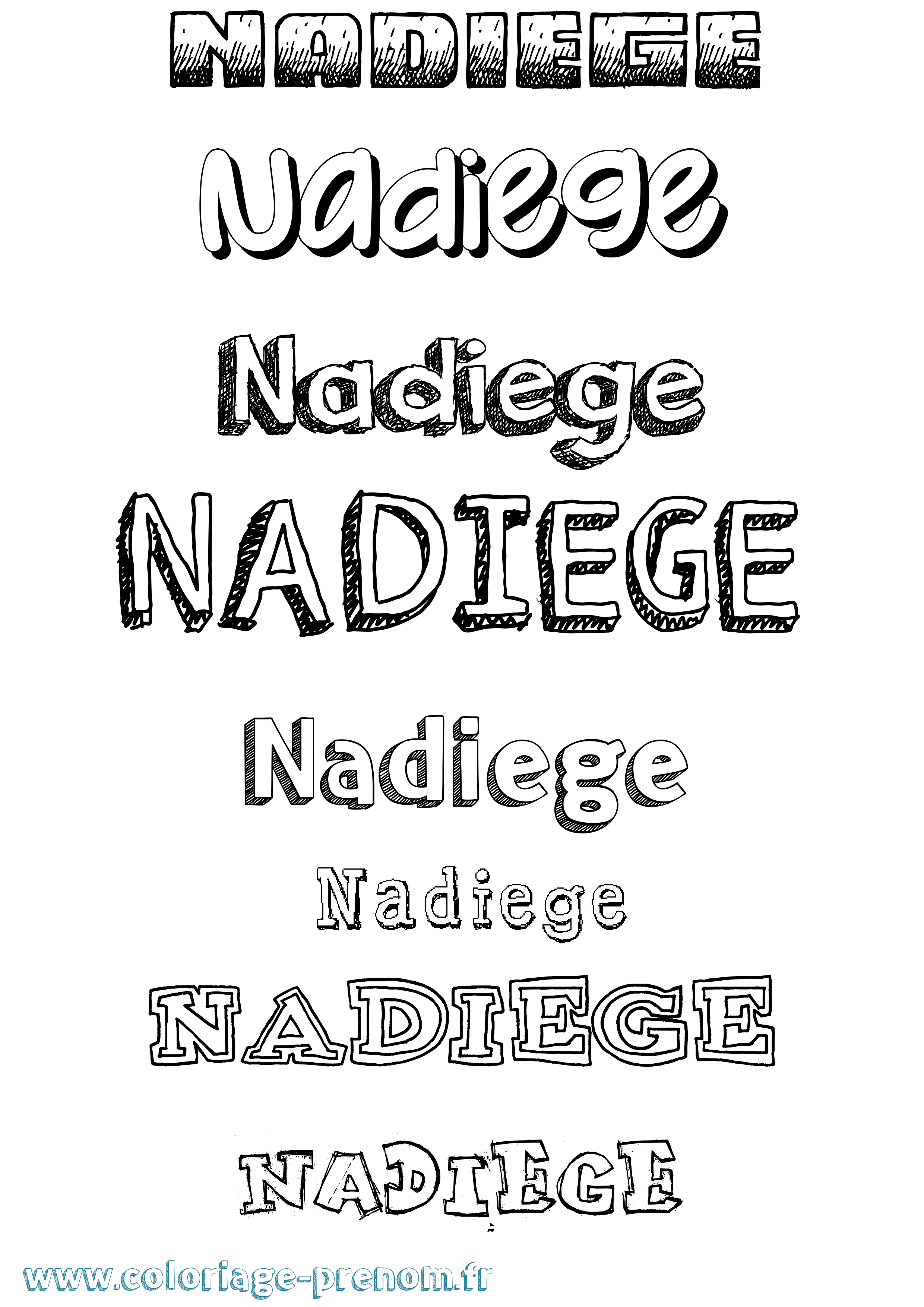 Coloriage Nadiege Dessiné Coloriage prénom Nadiege Dessiné