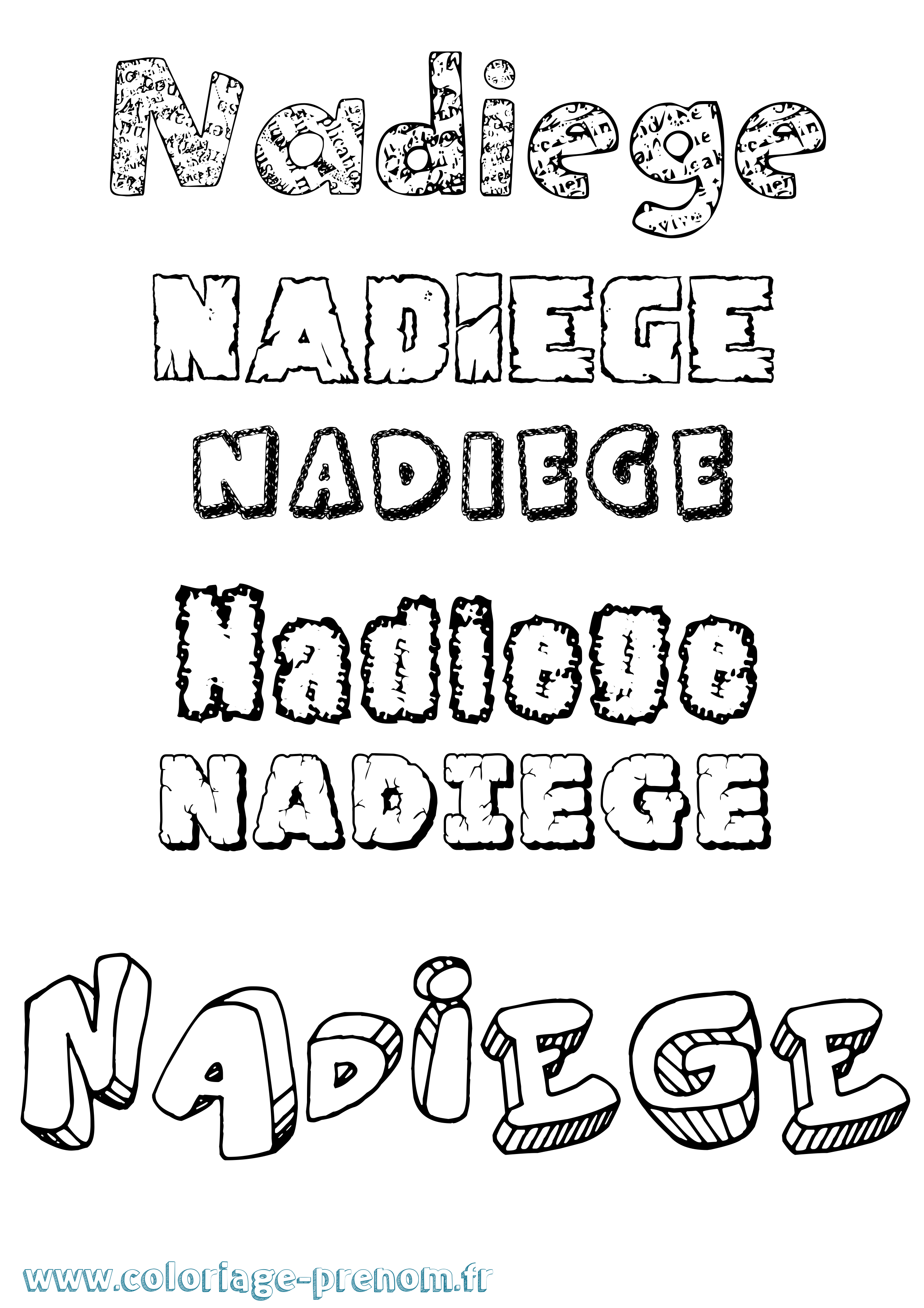 Coloriage Nadiege Destructuré Coloriage prénom Nadiege Destructuré