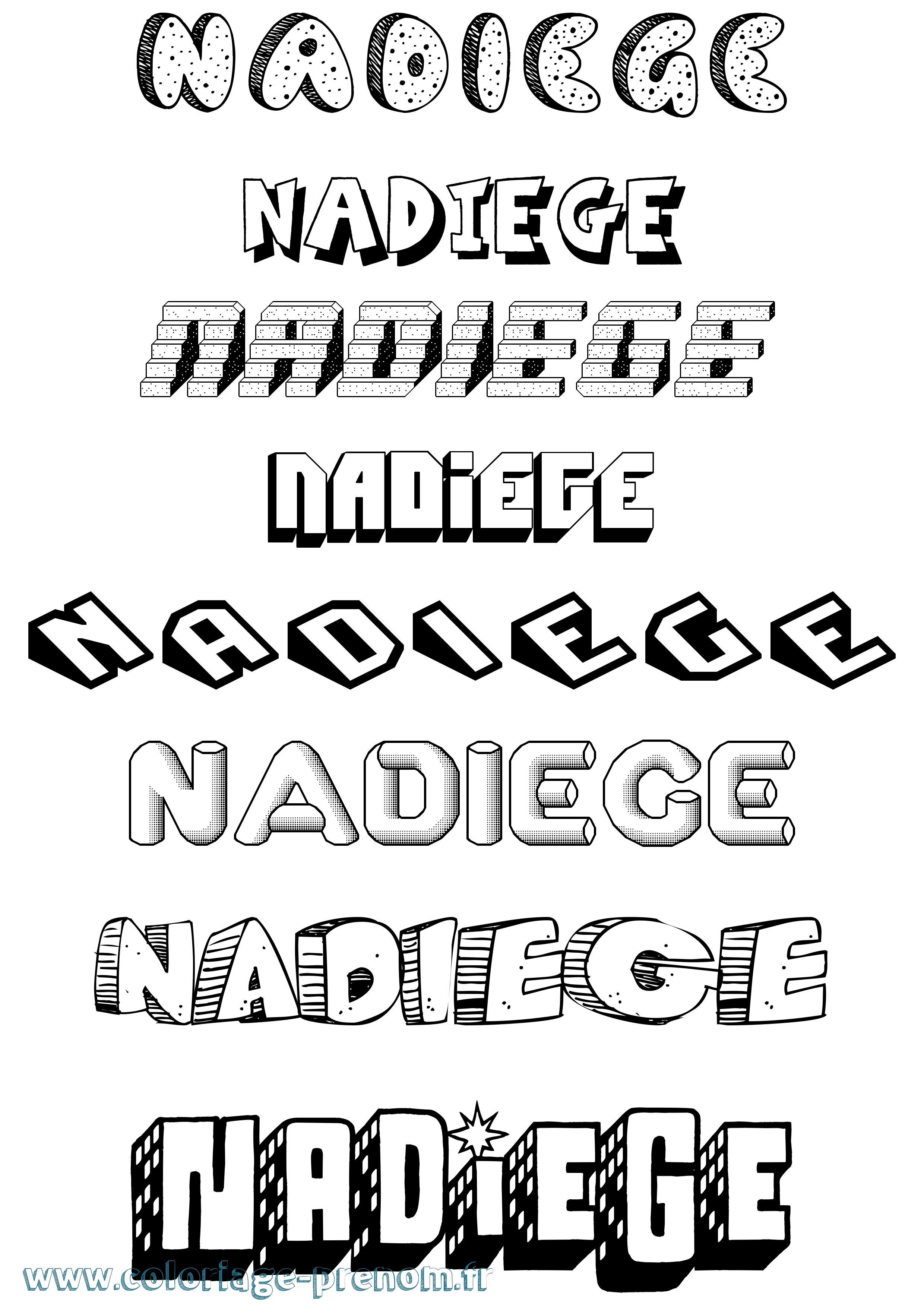 Coloriage Nadiege Effet 3D Coloriage prénom Nadiege Effet 3D