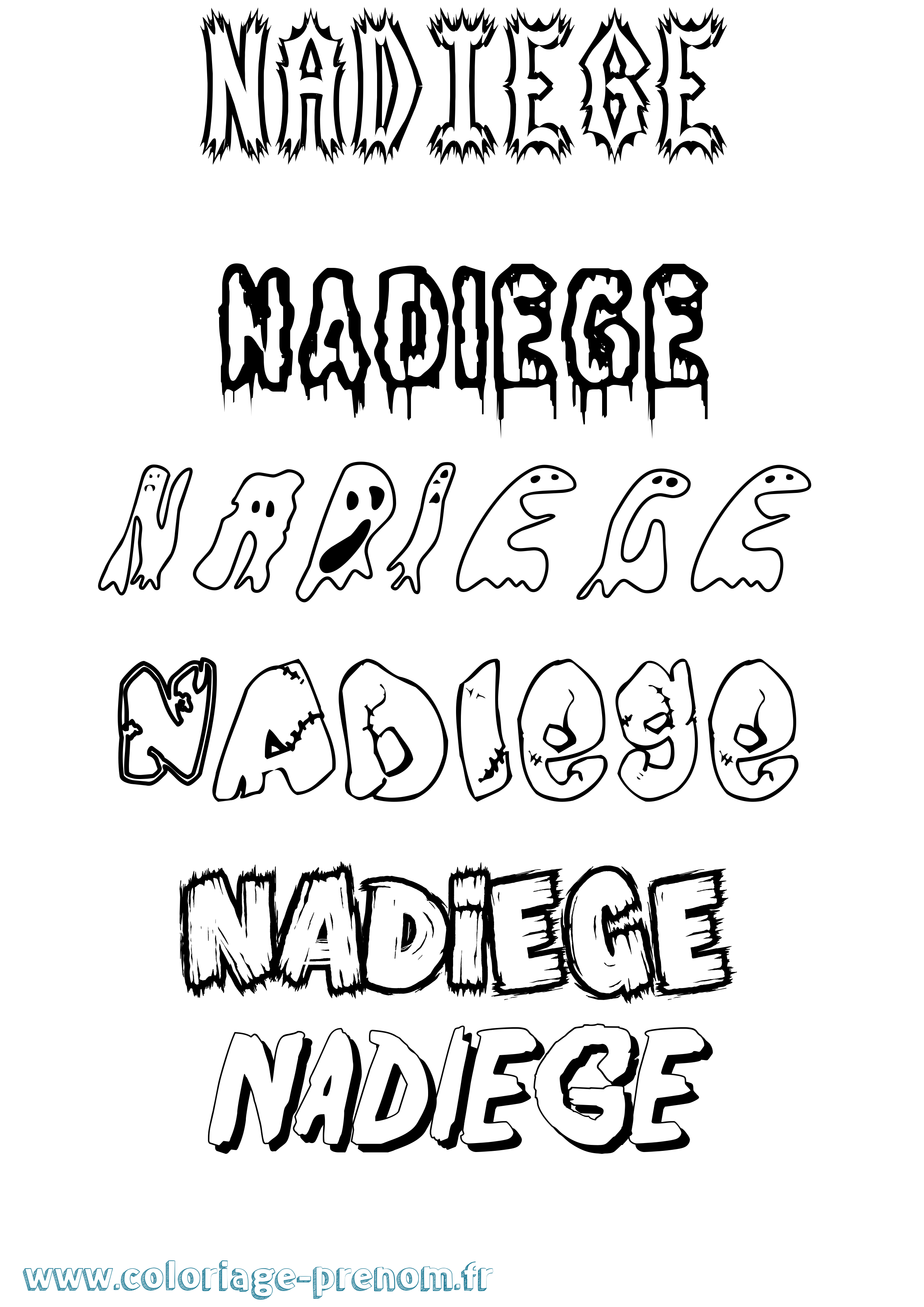 Coloriage Nadiege Frisson Coloriage prénom Nadiege Frisson