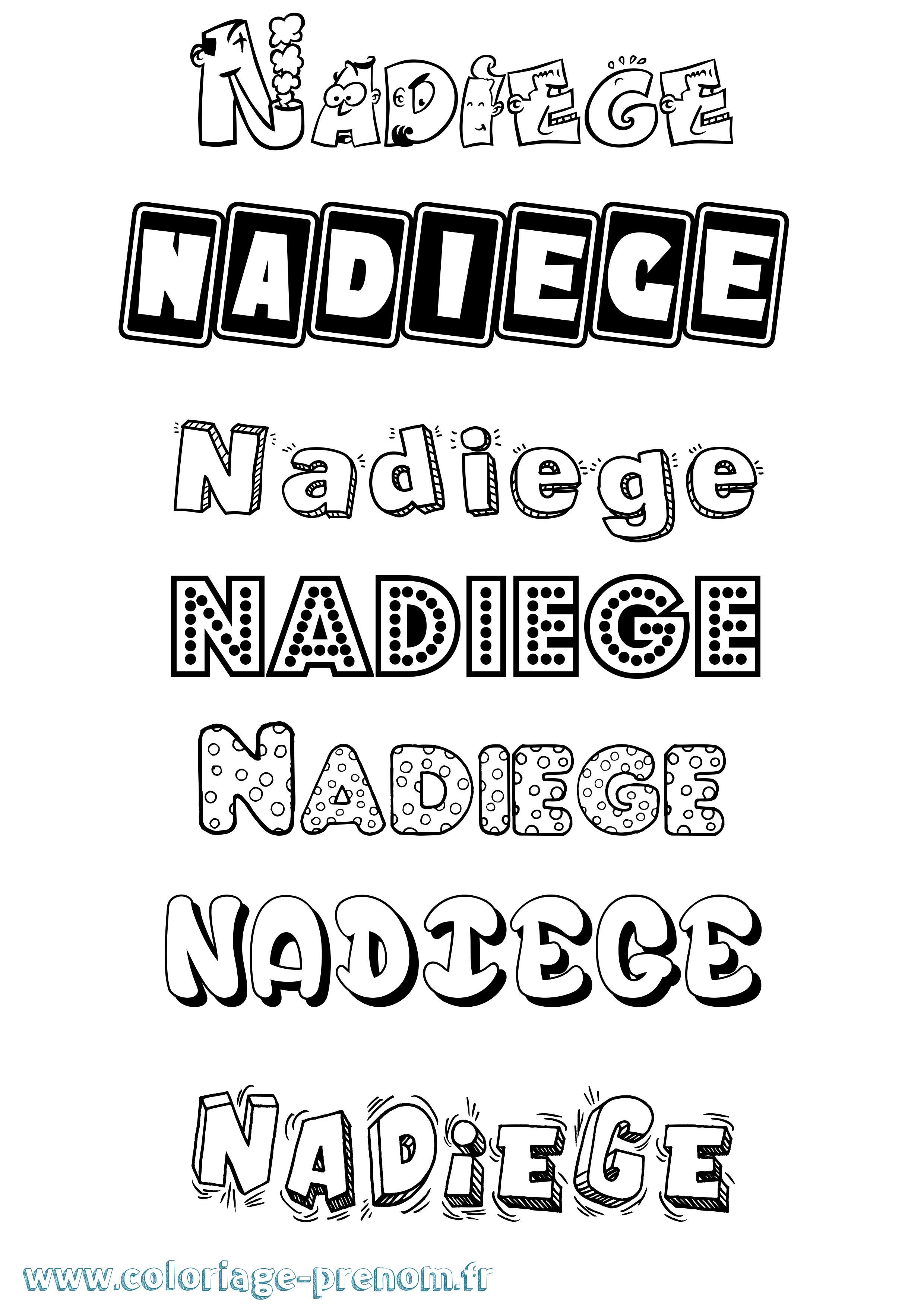 Coloriage Nadiege Fun Coloriage prénom Nadiege Fun