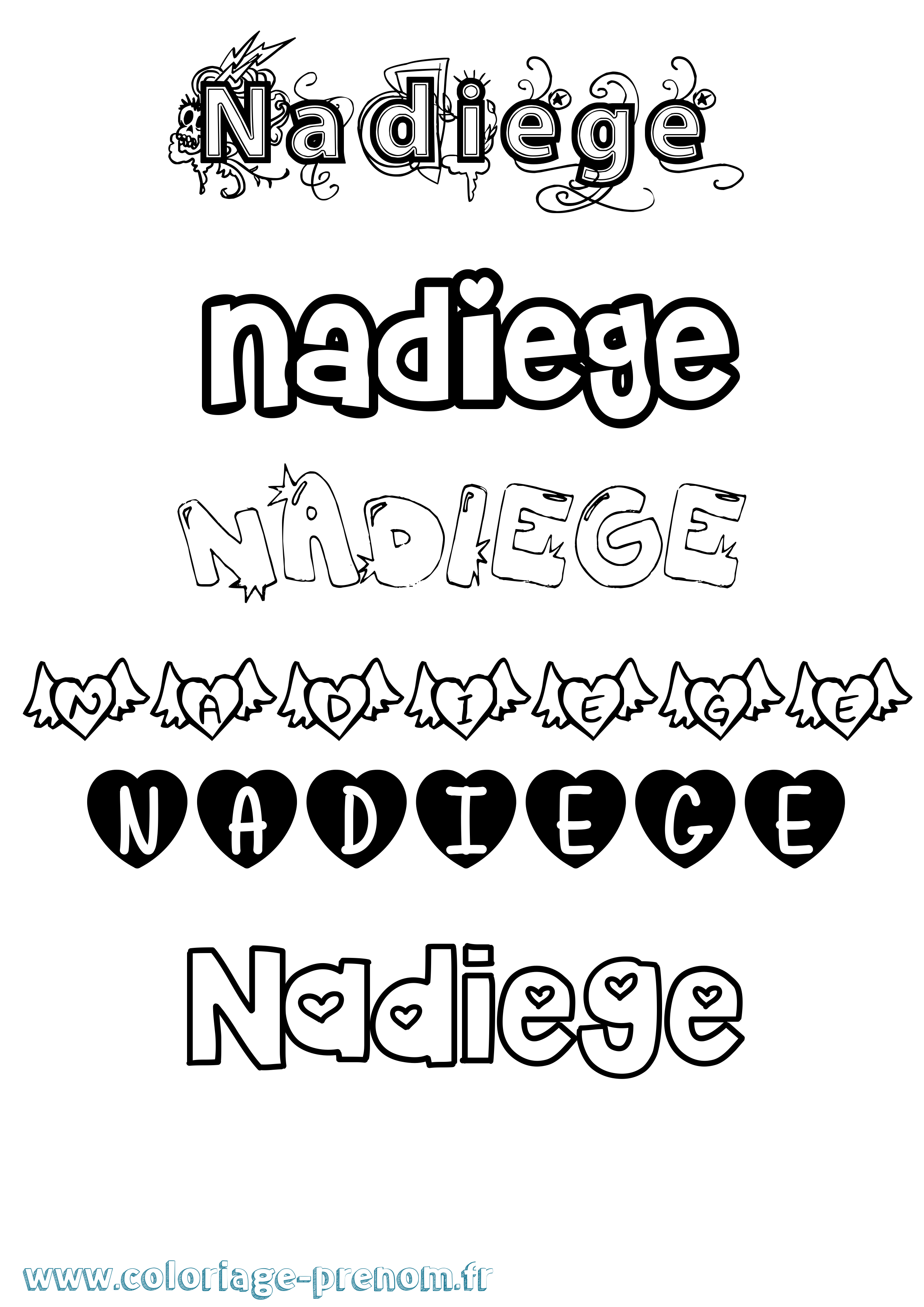 Coloriage Nadiege Girly Coloriage prénom Nadiege Girly