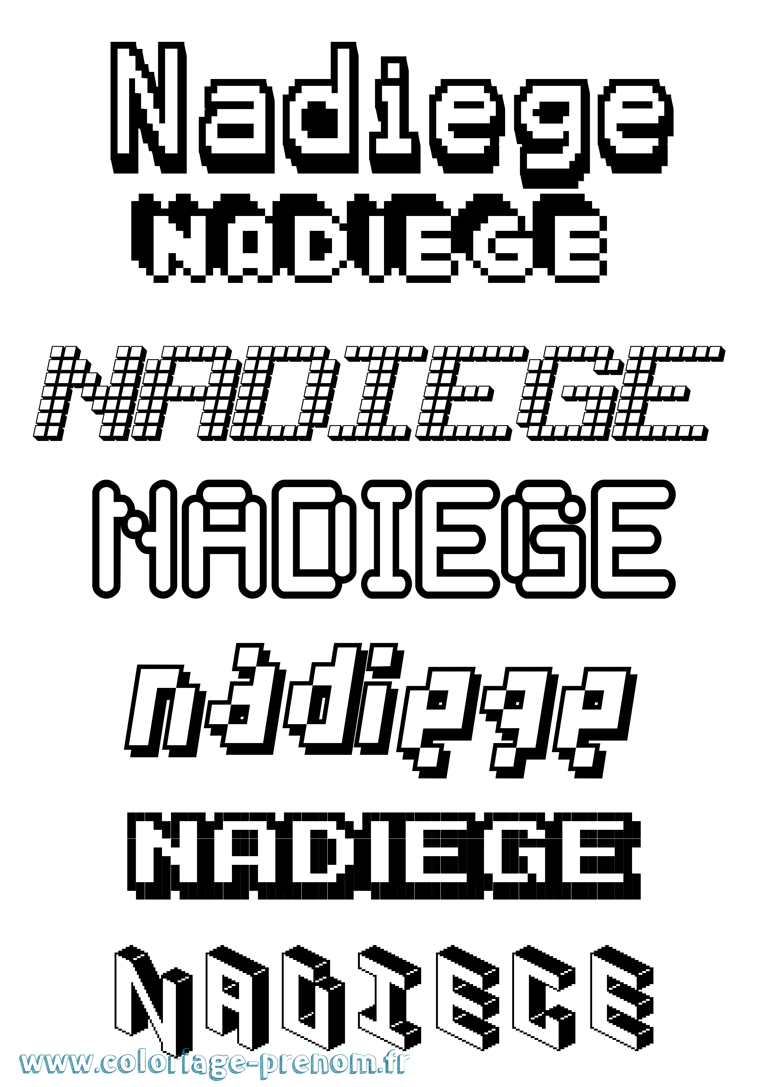 Coloriage Nadiege Pixel Coloriage prénom Nadiege Pixel