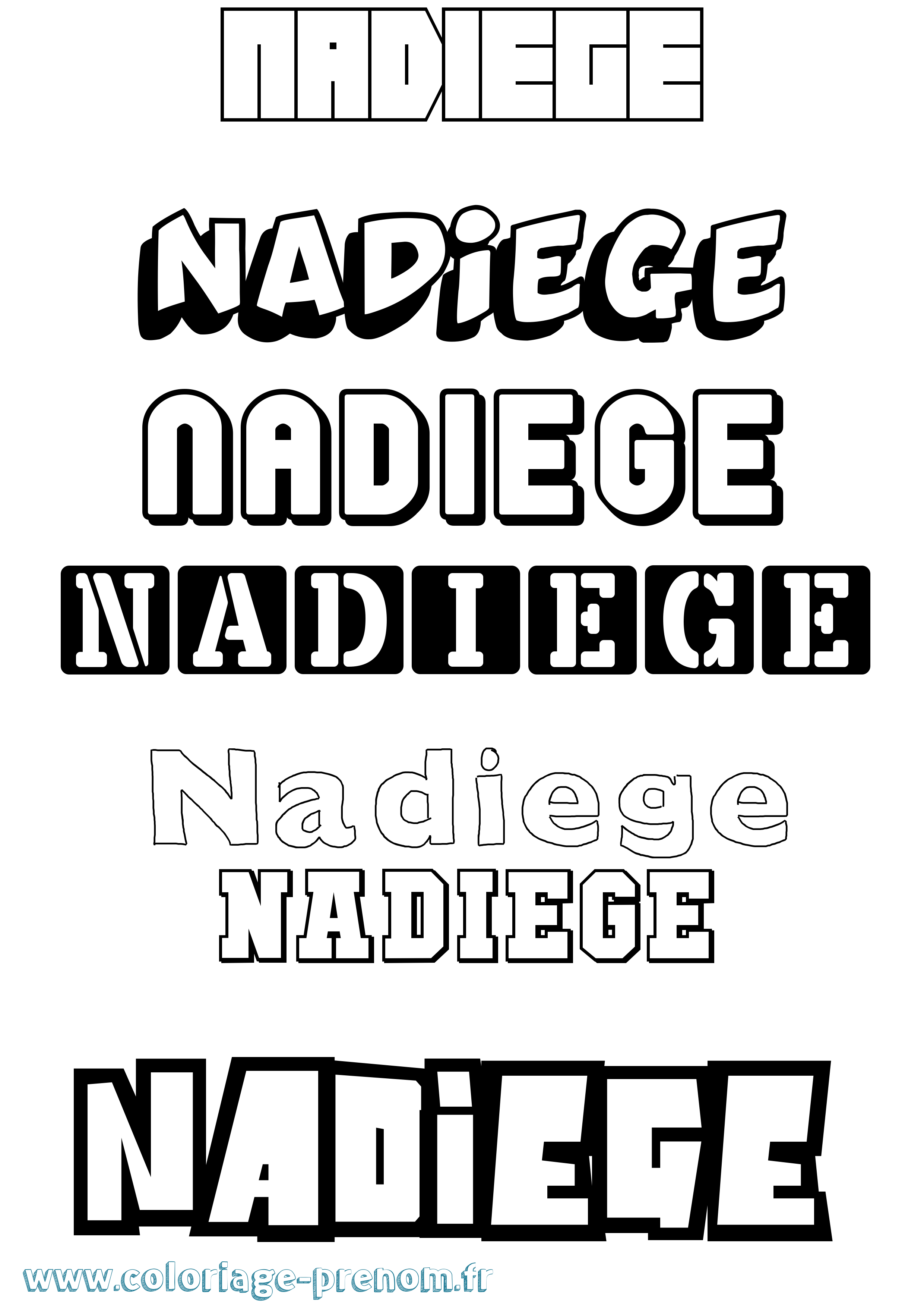 Coloriage Nadiege Simple Coloriage prénom Nadiege Simple