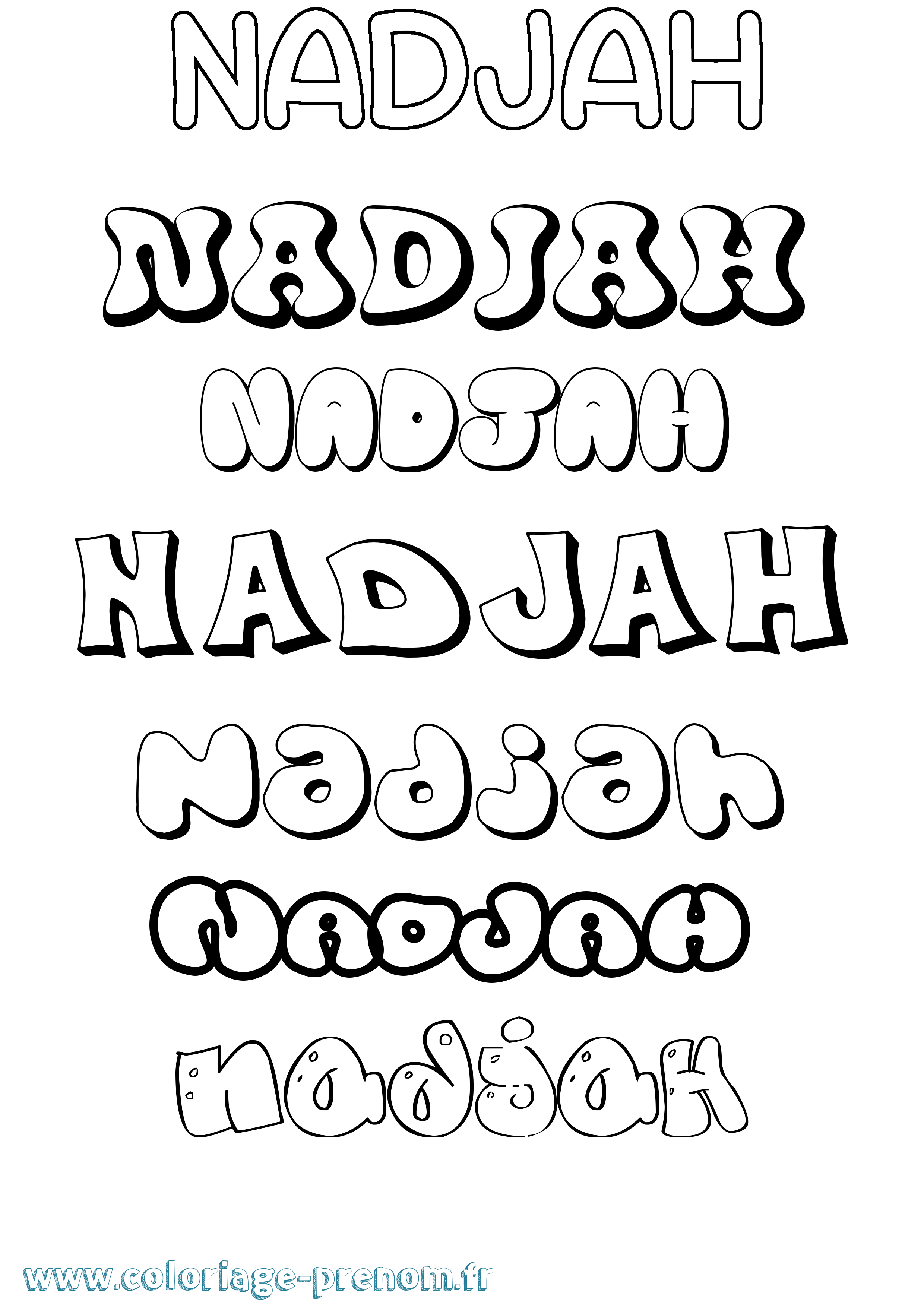 Coloriage Nadjah Bubble Coloriage prénom Nadjah Bubble