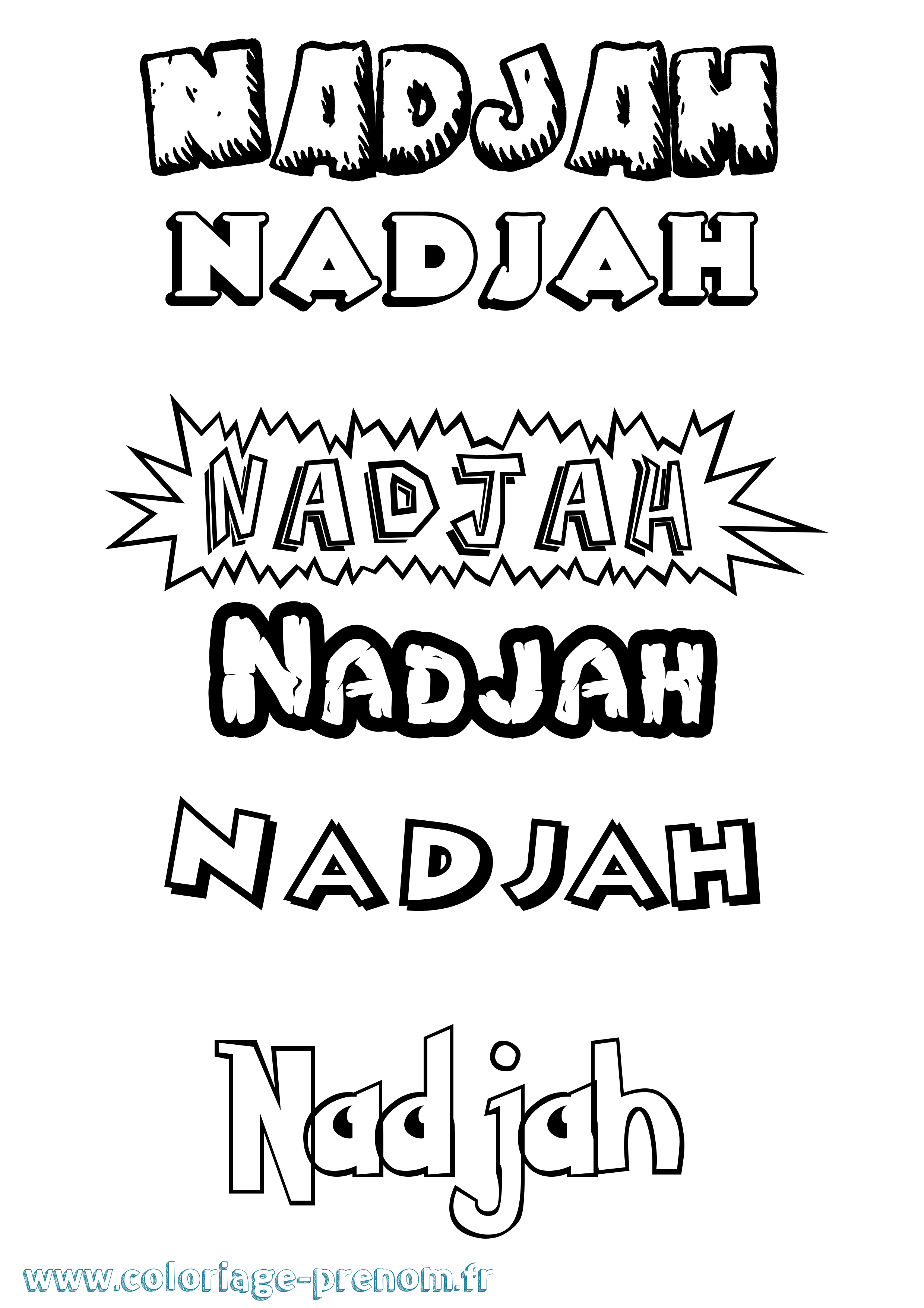 Coloriage Nadjah Dessin Animé Coloriage prénom Nadjah Dessin Animé