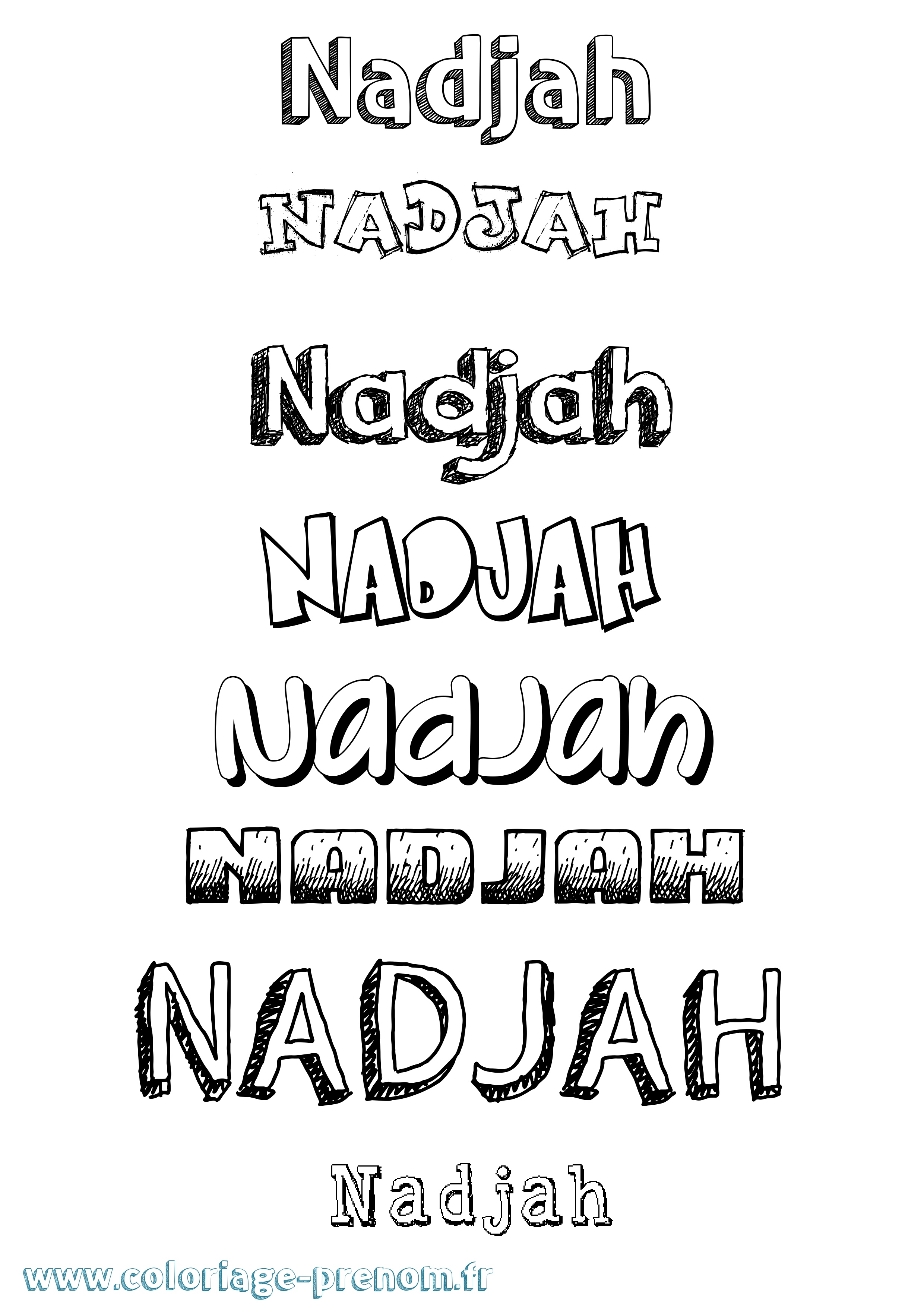 Coloriage Nadjah Dessiné Coloriage prénom Nadjah Dessiné