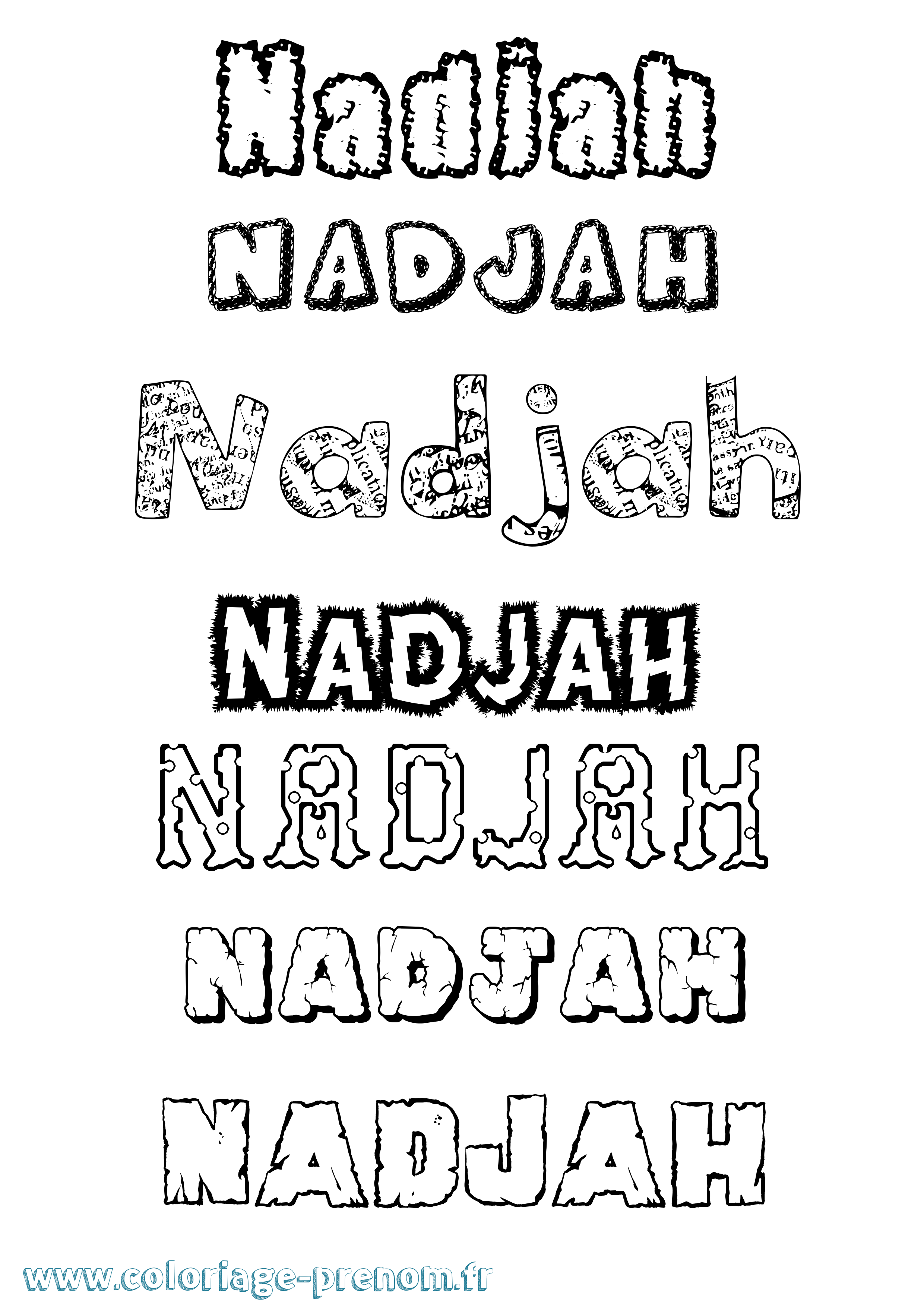 Coloriage Nadjah Destructuré Coloriage prénom Nadjah Destructuré