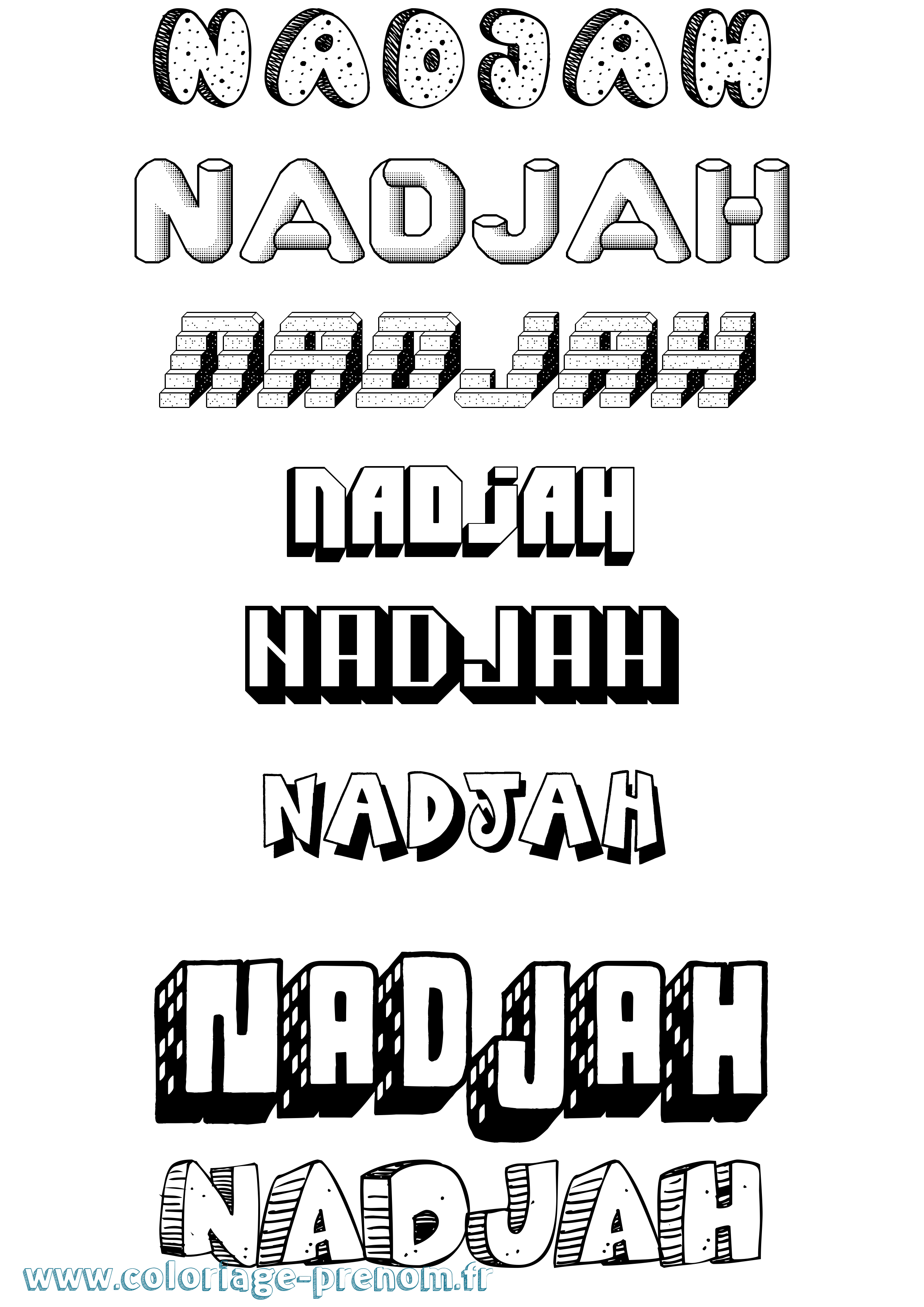 Coloriage Nadjah Effet 3D Coloriage prénom Nadjah Effet 3D