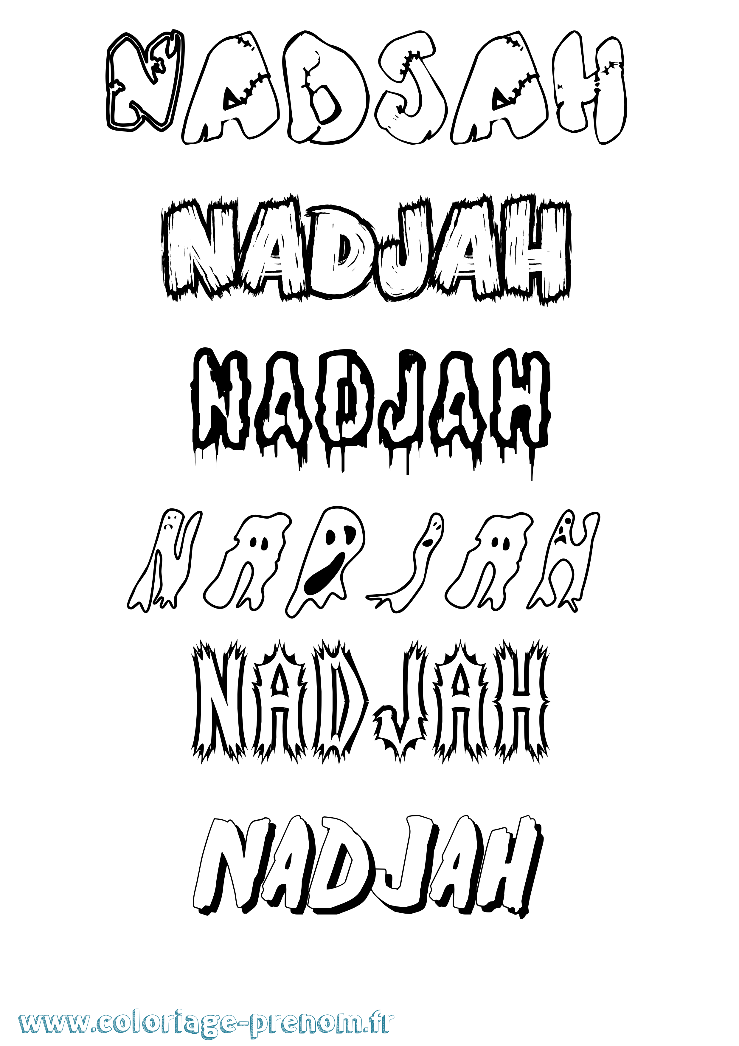 Coloriage Nadjah Frisson Coloriage prénom Nadjah Frisson