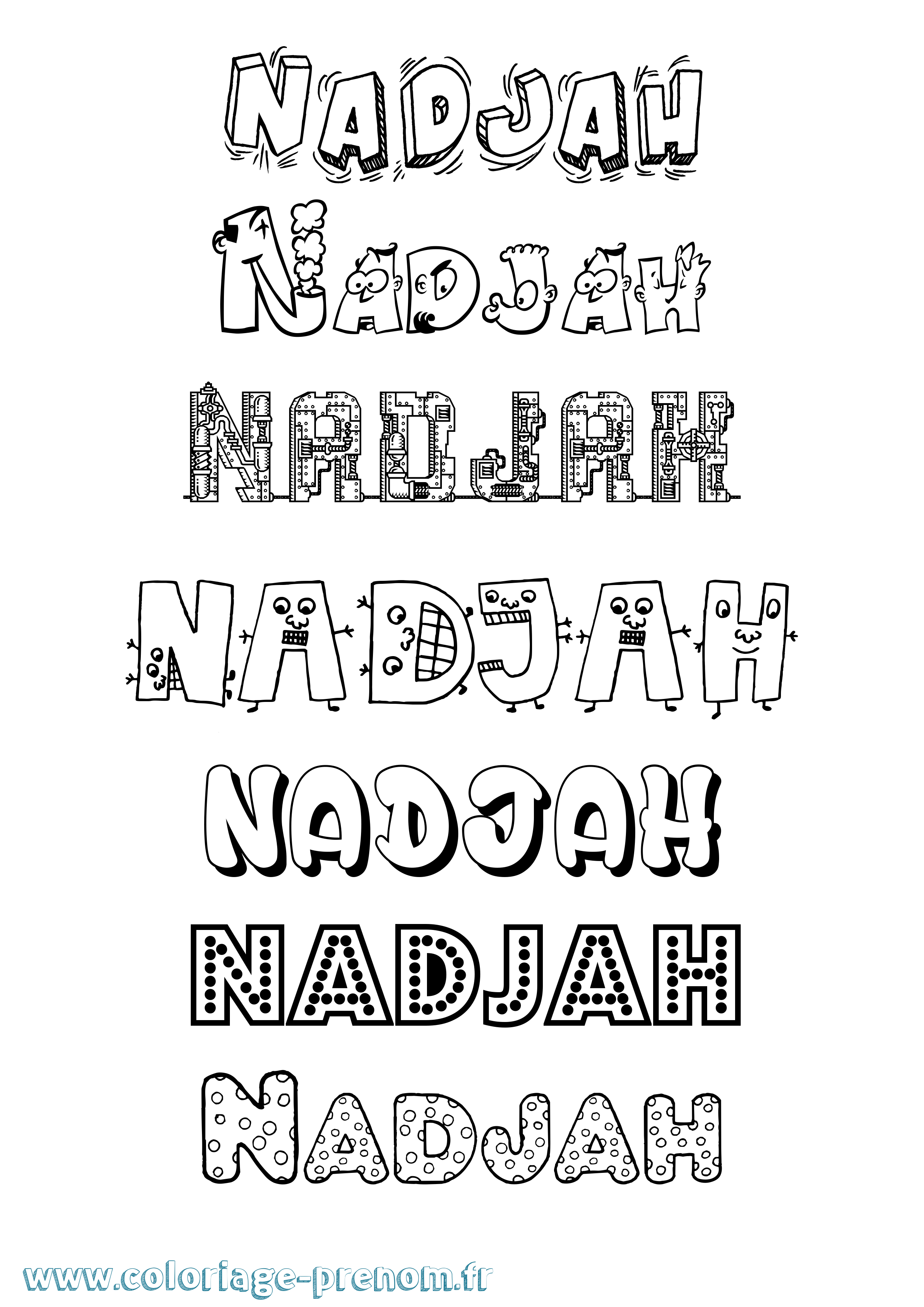Coloriage Nadjah Fun Coloriage prénom Nadjah Fun