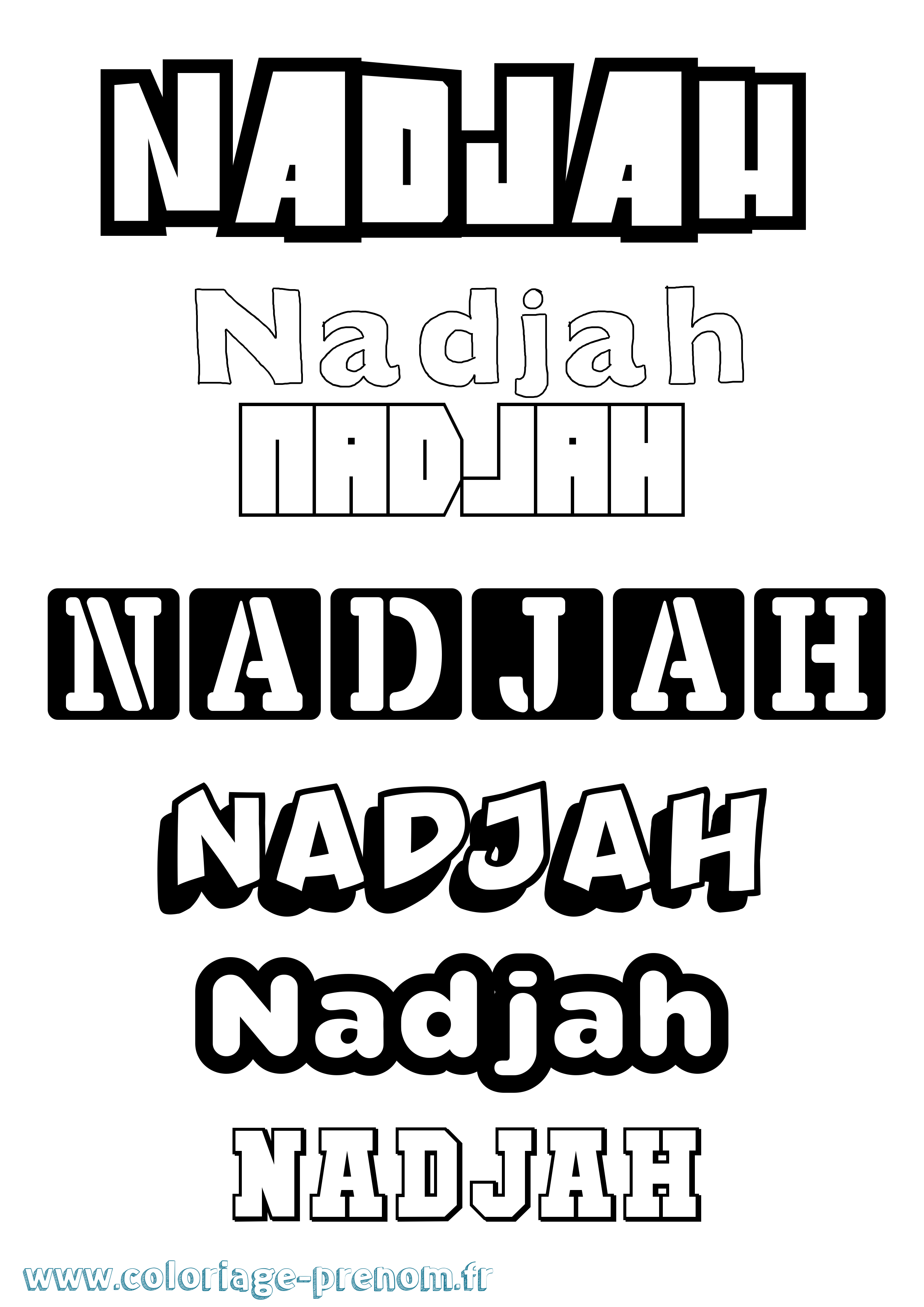 Coloriage Nadjah Simple Coloriage prénom Nadjah Simple